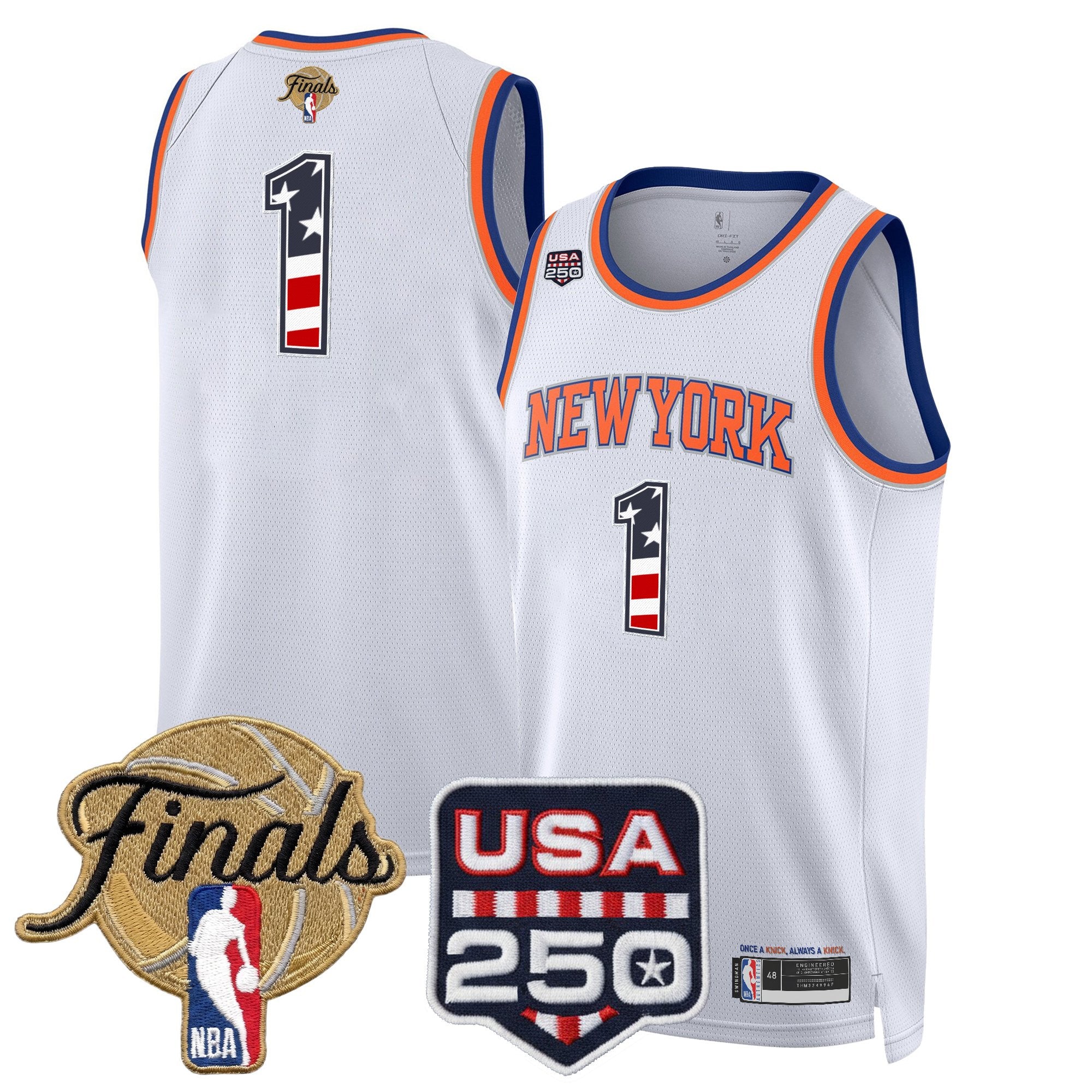 Men's New York Knicks USA 250 Fourth of July Swingman Jersey - 2026 Finals patch- All Stitched