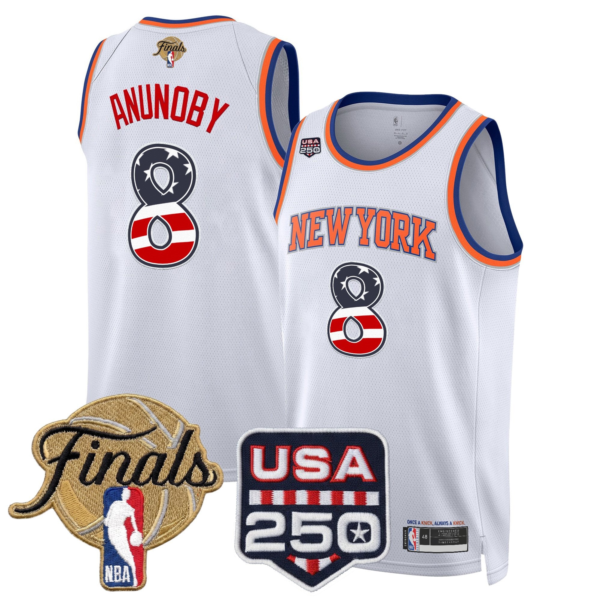 Men's New York Knicks USA 250 Fourth of July Swingman Jersey - 2026 Finals patch- All Stitched
