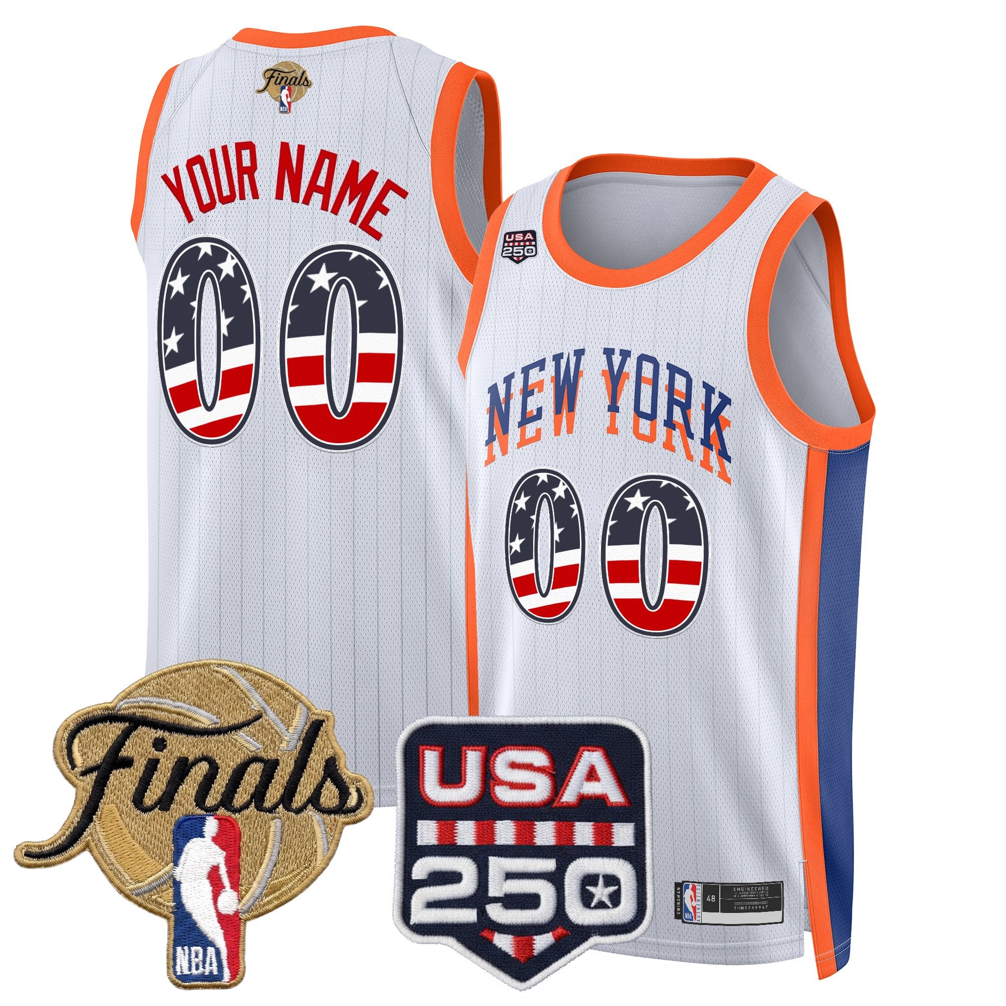 New York Knicks USA 250 Fourth of July Custom Swingman Jersey - 2026 Finals patch- All Stitched