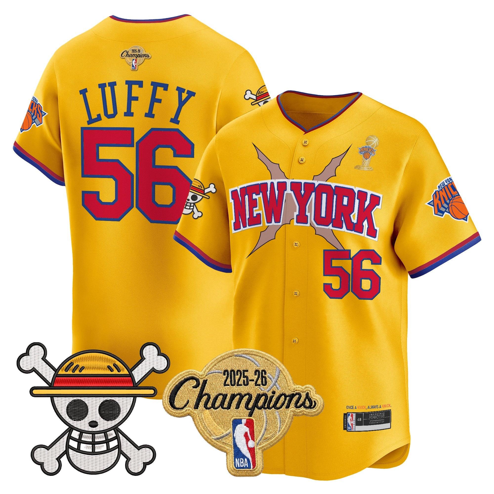 Men's New York Knicks 2026 Champions Patch x One Piece Vapor Baseball Jersey - All Stitched
