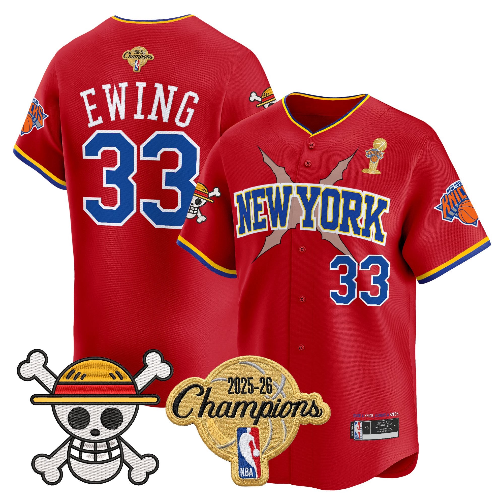 Men's New York Knicks 2026 Champions Patch x One Piece Vapor Baseball Jersey - All Stitched