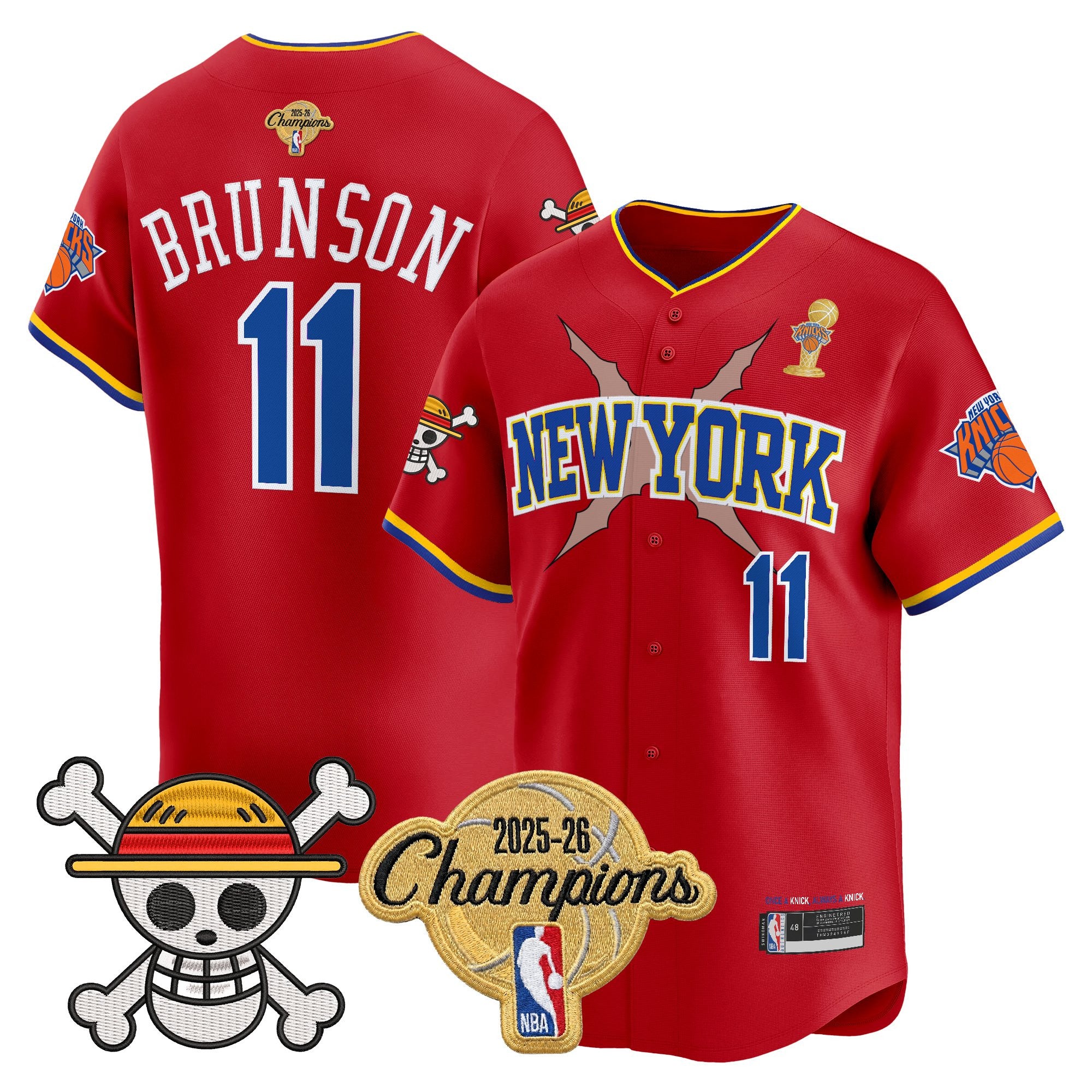 Men's New York Knicks 2026 Champions Patch x One Piece Vapor Baseball Jersey - All Stitched