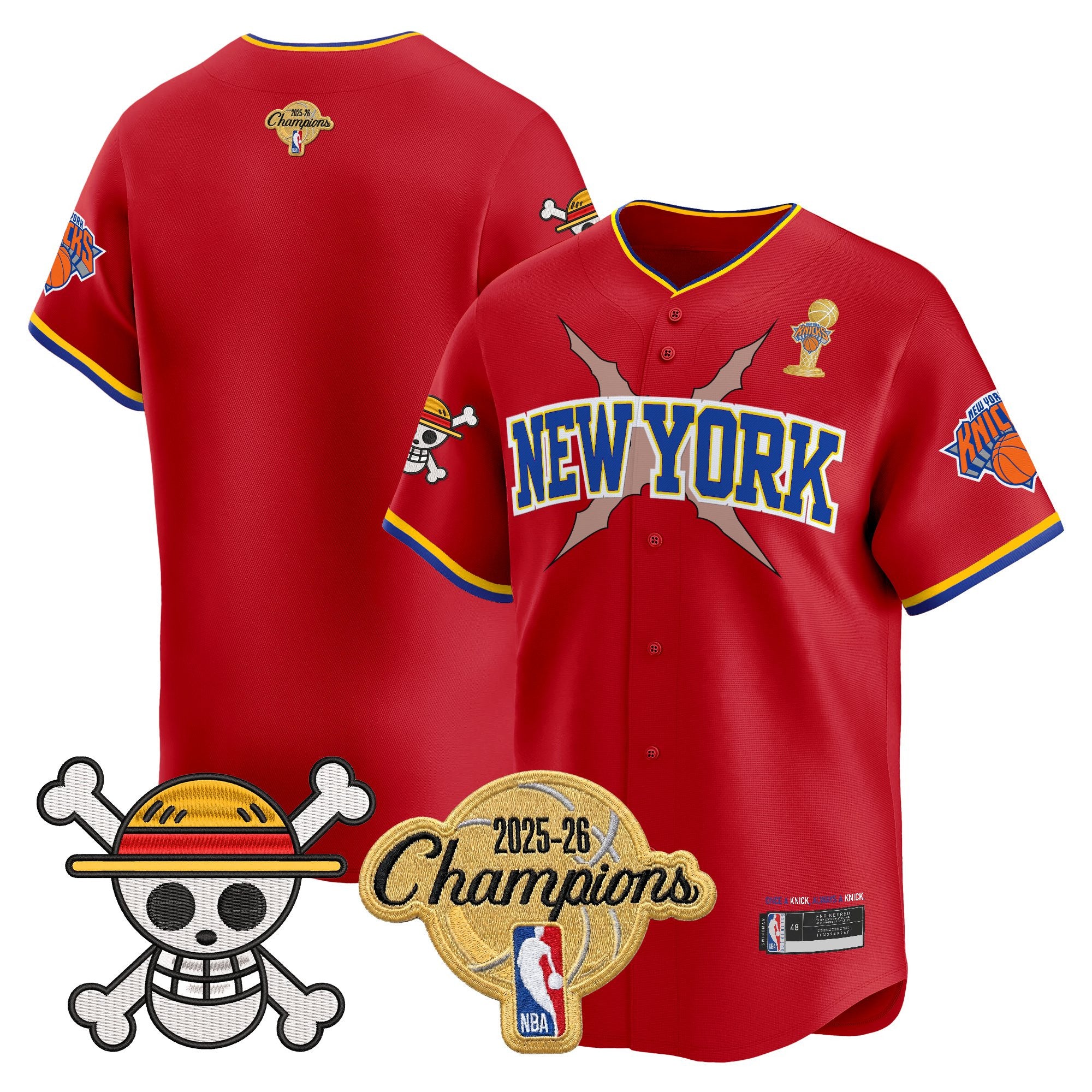 Men's New York Knicks 2026 Champions Patch x One Piece Vapor Baseball Jersey - All Stitched