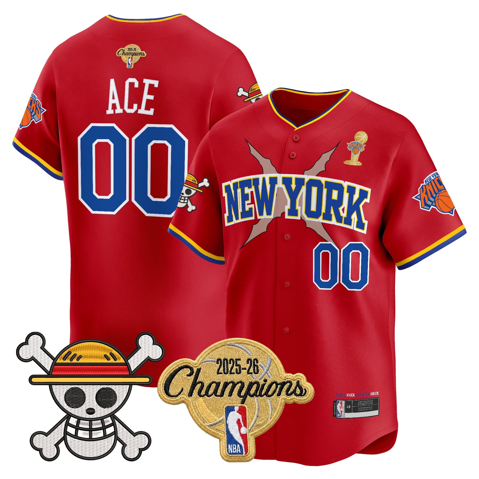 Men's New York Knicks 2026 Champions Patch x One Piece Vapor Baseball Jersey - All Stitched