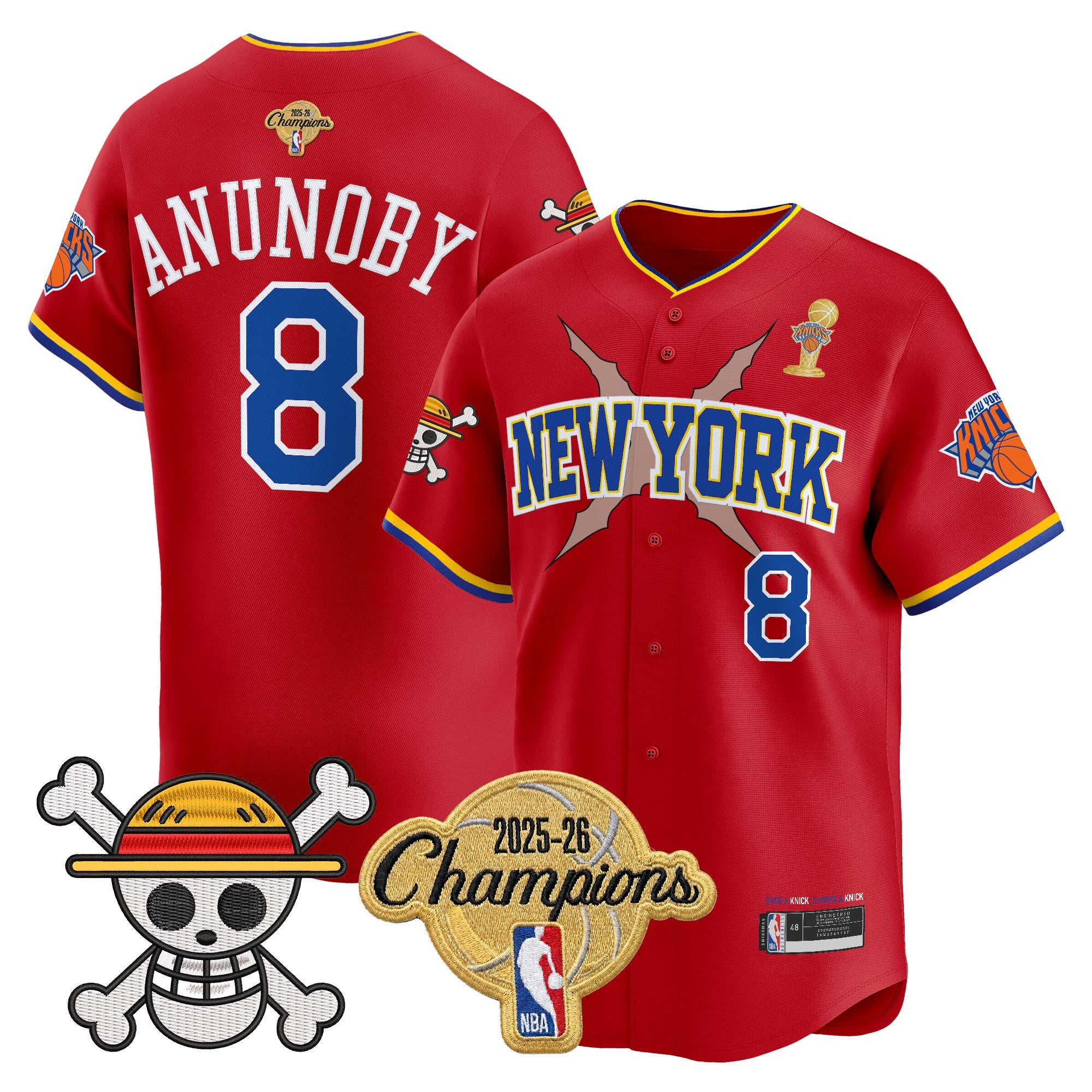Men's New York Knicks 2026 Champions Patch x One Piece Vapor Baseball Jersey - All Stitched