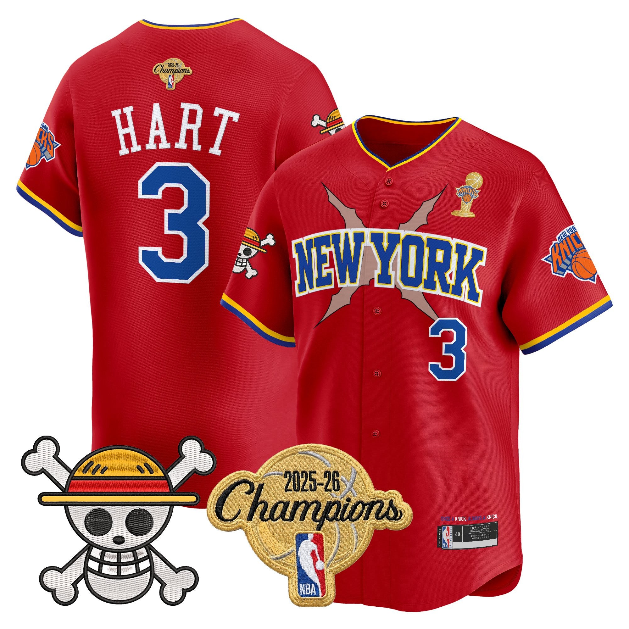 Men's New York Knicks 2026 Champions Patch x One Piece Vapor Baseball Jersey - All Stitched