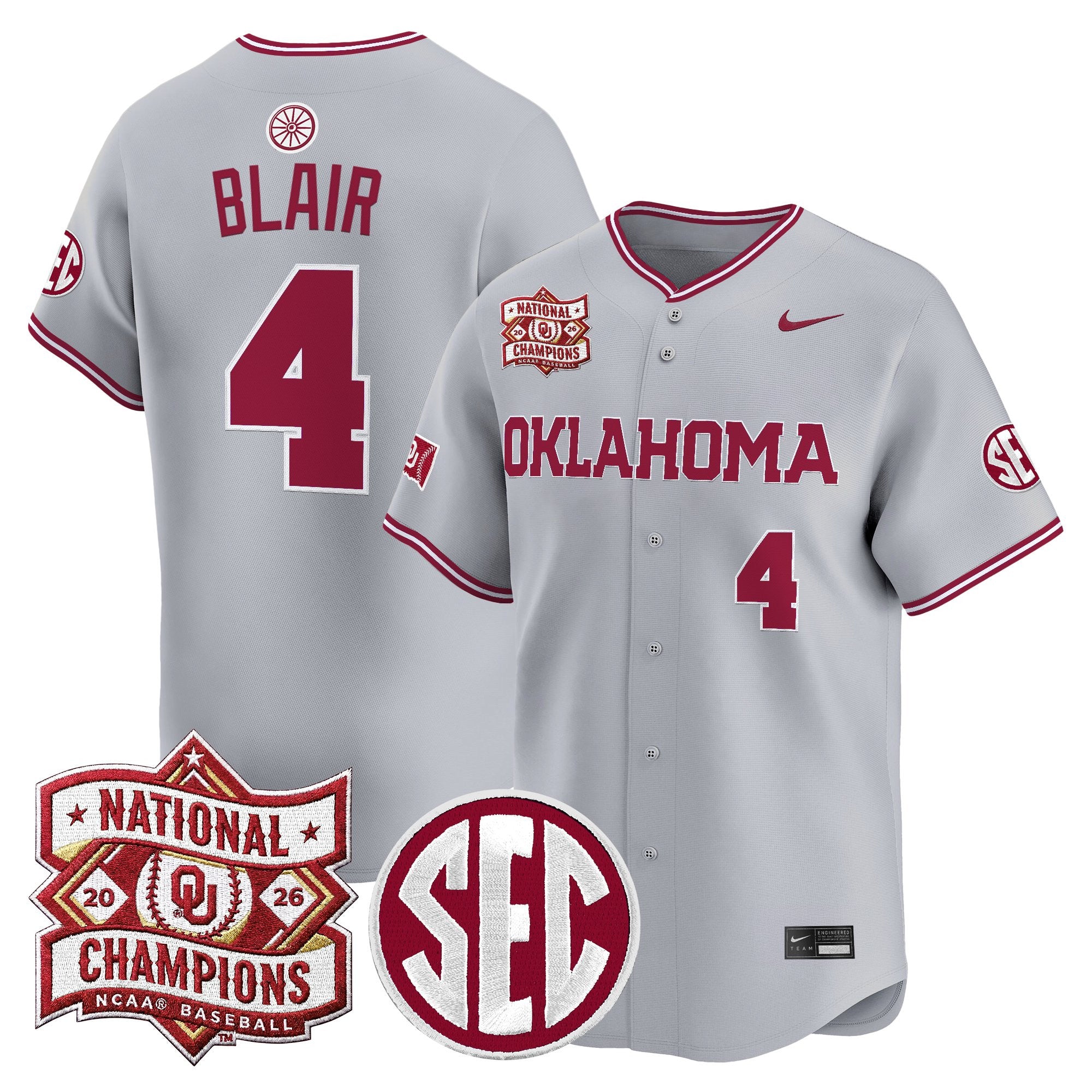 Men's Oklahoma Sooners 2026 National Champions Patch Vapor Premier Limited Jersey - All Stitched