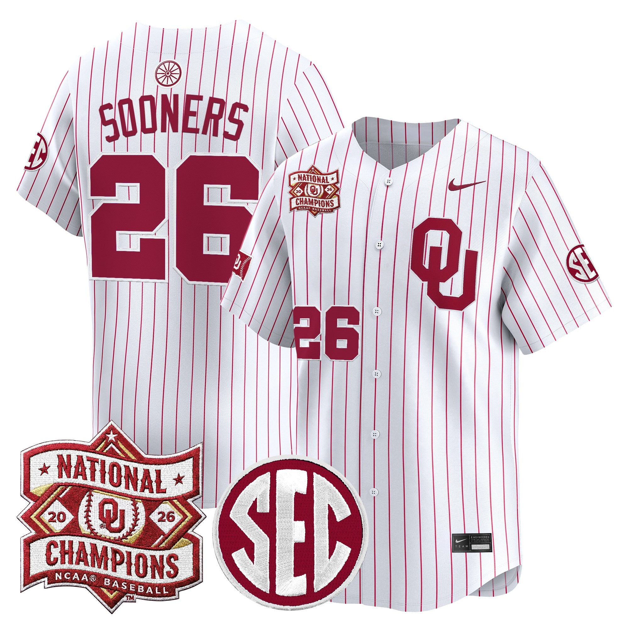 Men's Oklahoma Sooners 2026 National Champions Patch Vapor Premier Limited Jersey - All Stitched