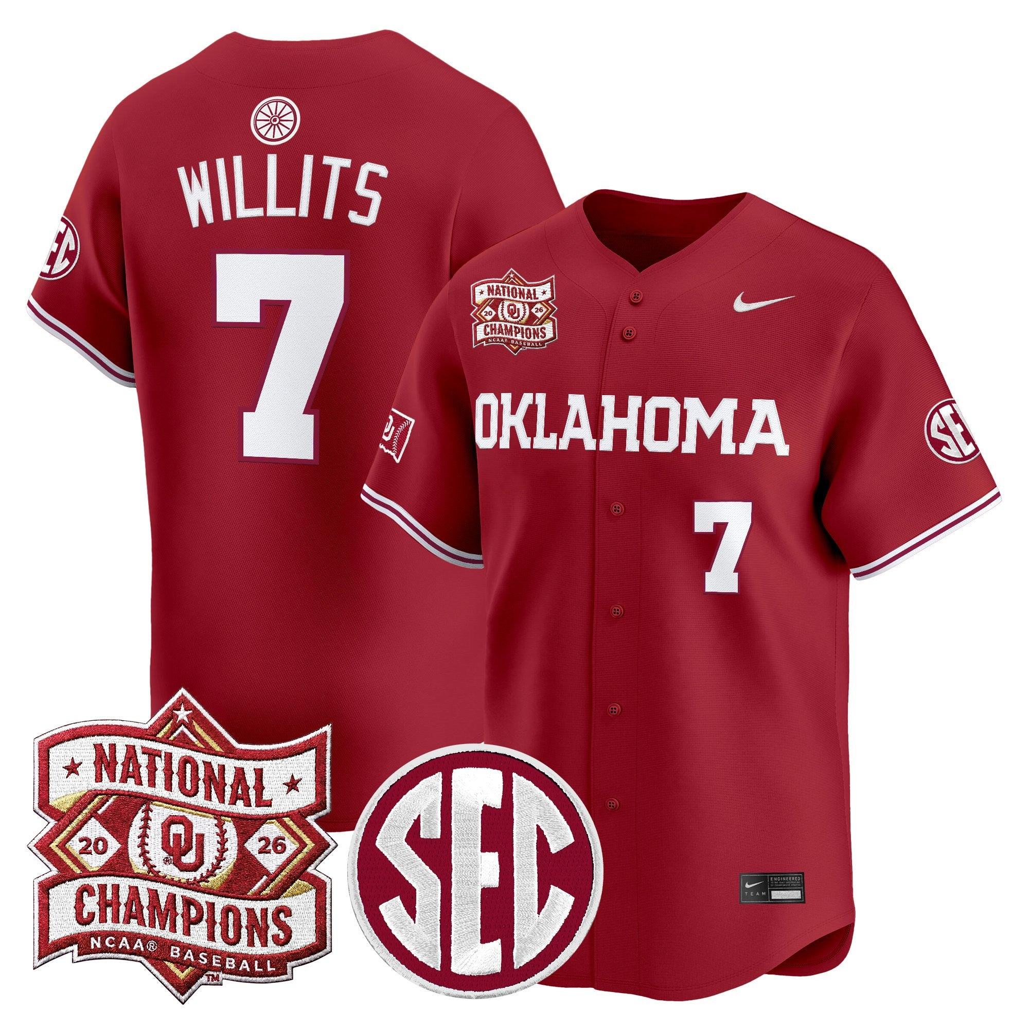 Men's Oklahoma Sooners 2026 National Champions Patch Vapor Premier Limited Jersey - All Stitched