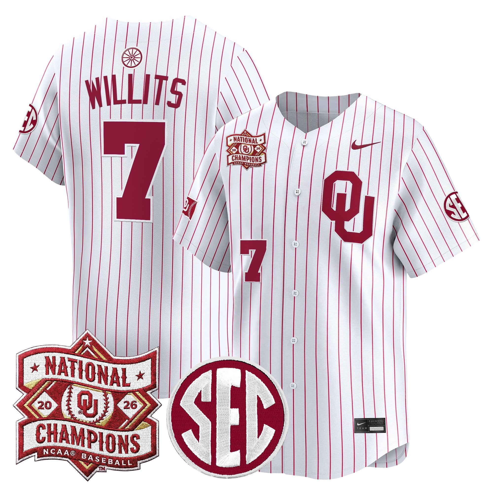 Men's Oklahoma Sooners 2026 National Champions Patch Vapor Premier Limited Jersey - All Stitched