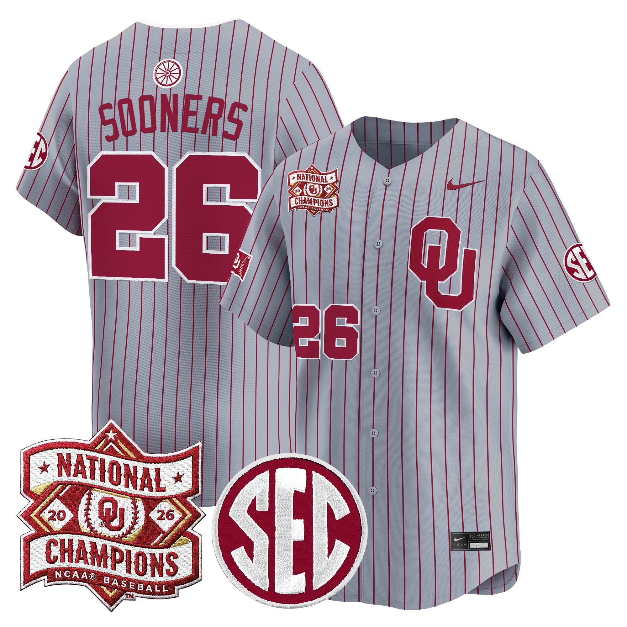 Men's Oklahoma Sooners 2026 National Champions Patch Vapor Premier Limited Jersey - All Stitched