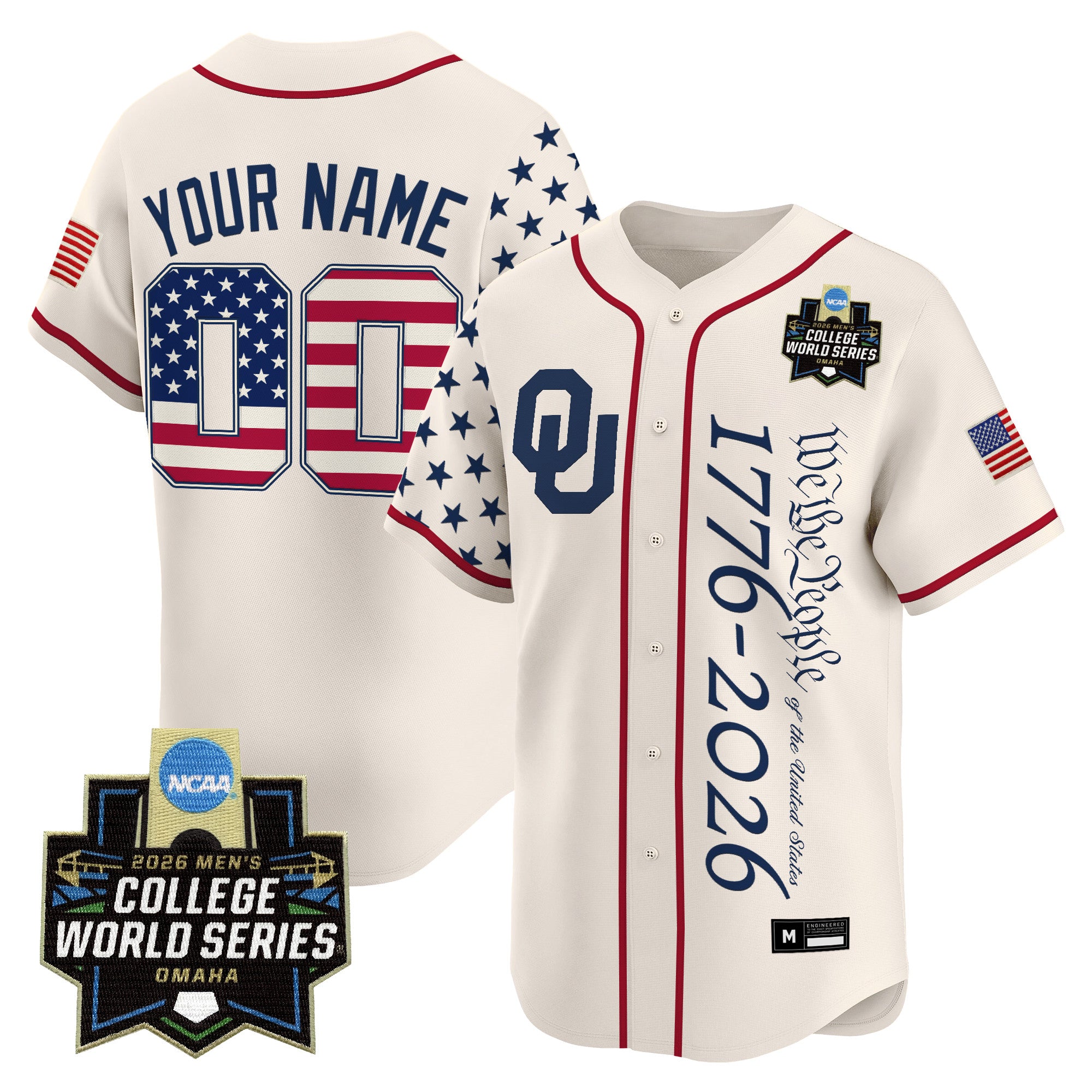 Oklahoma Sooners 2026 World Series "America 250 Edition" Vapor Premier Limited Custom Jersey V2 - All Stitched