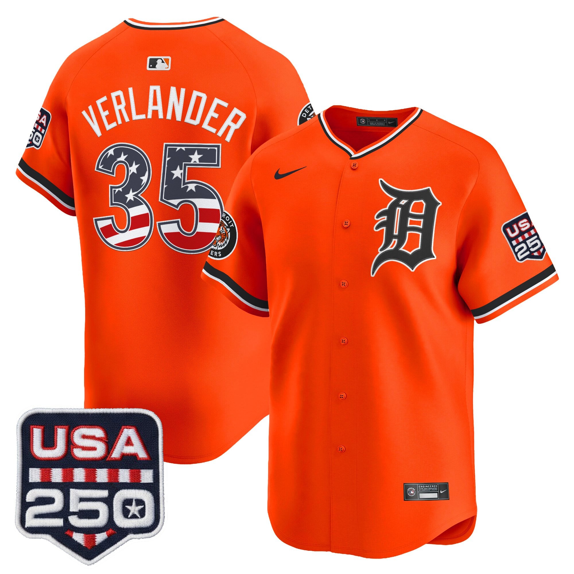 Men's Detroit Tigers USA 250 Fourth of July Vapor Premier Limited Jersey - All Stitched