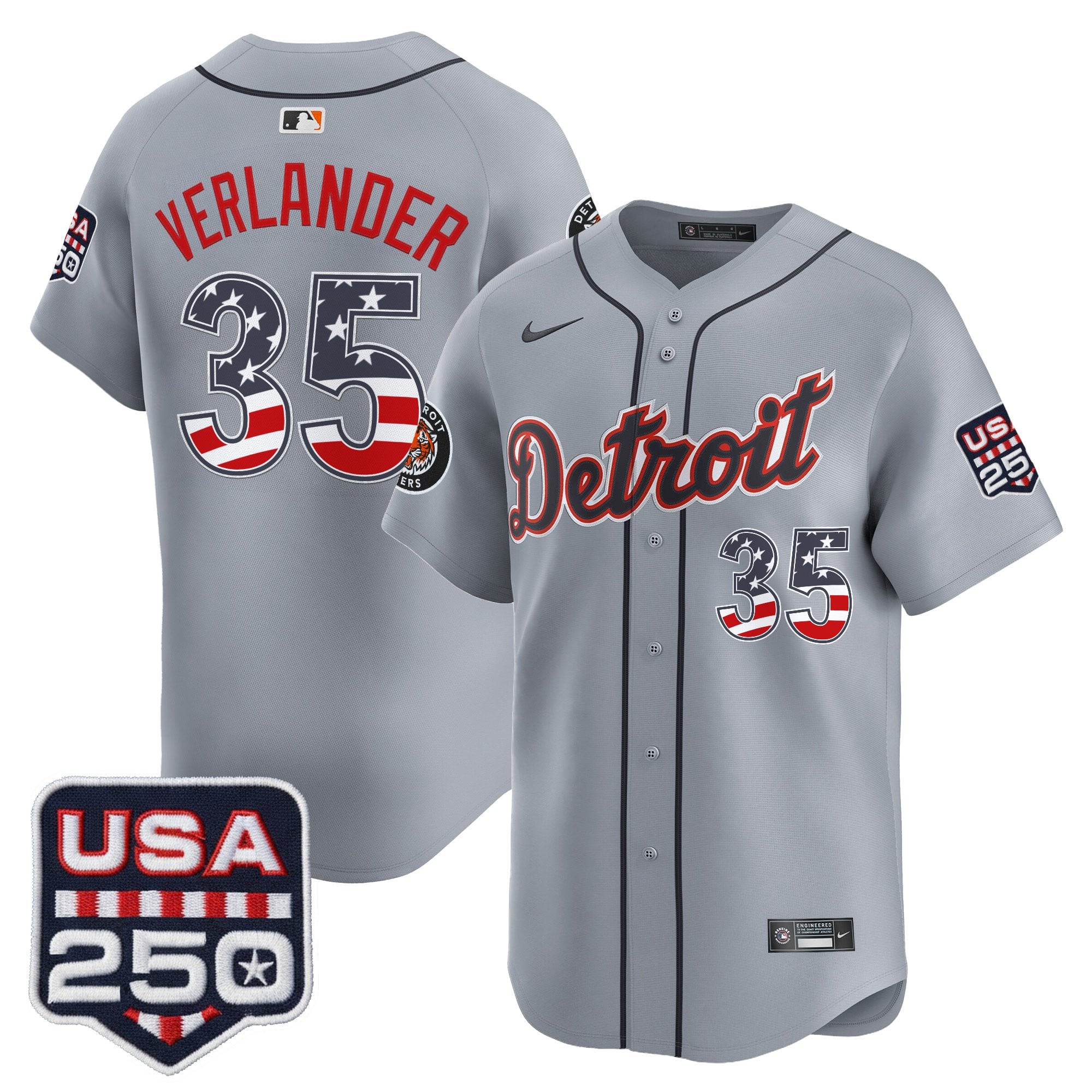Men's Detroit Tigers USA 250 Fourth of July Vapor Premier Limited Jersey - All Stitched