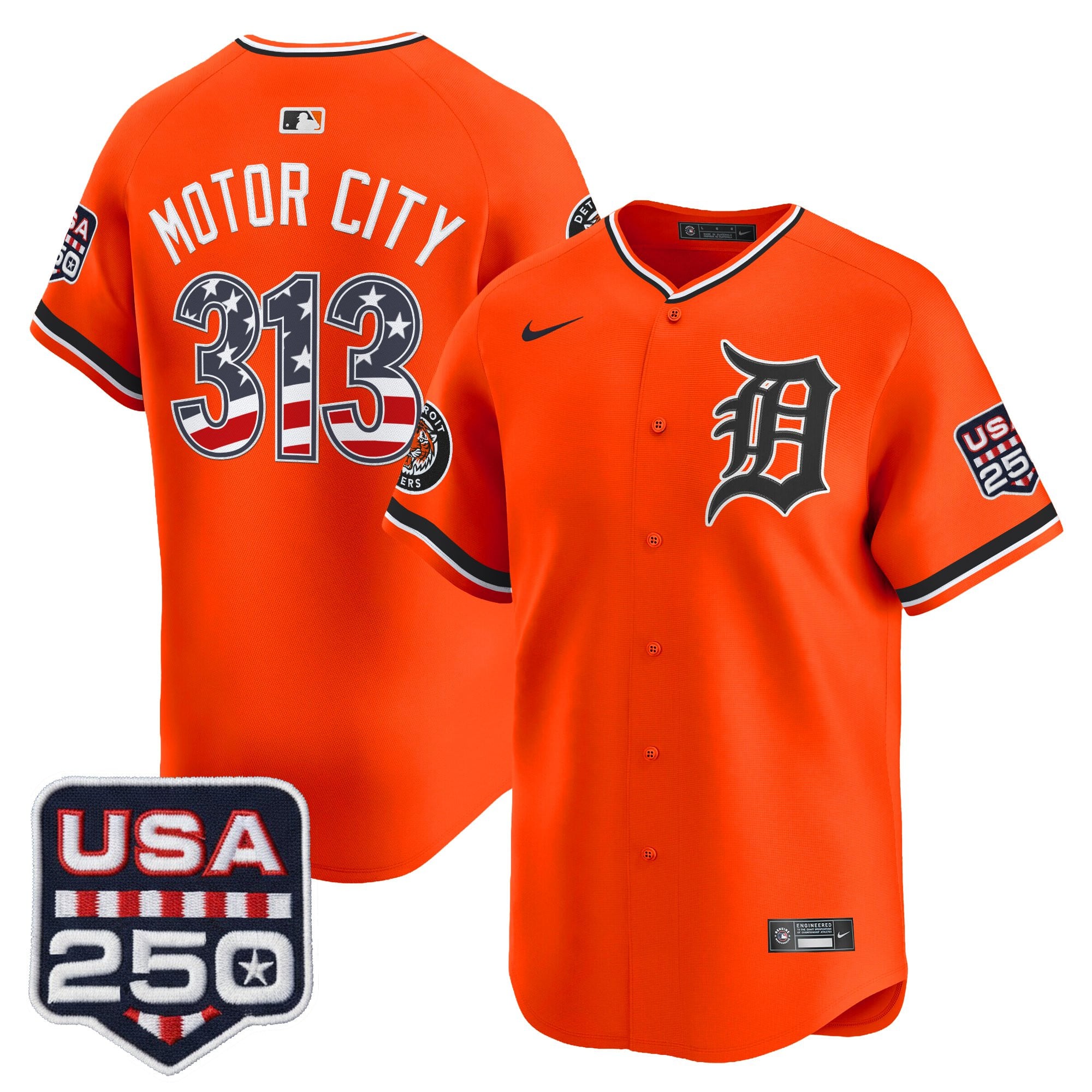 Men's Detroit Tigers USA 250 Fourth of July Vapor Premier Limited Jersey - All Stitched