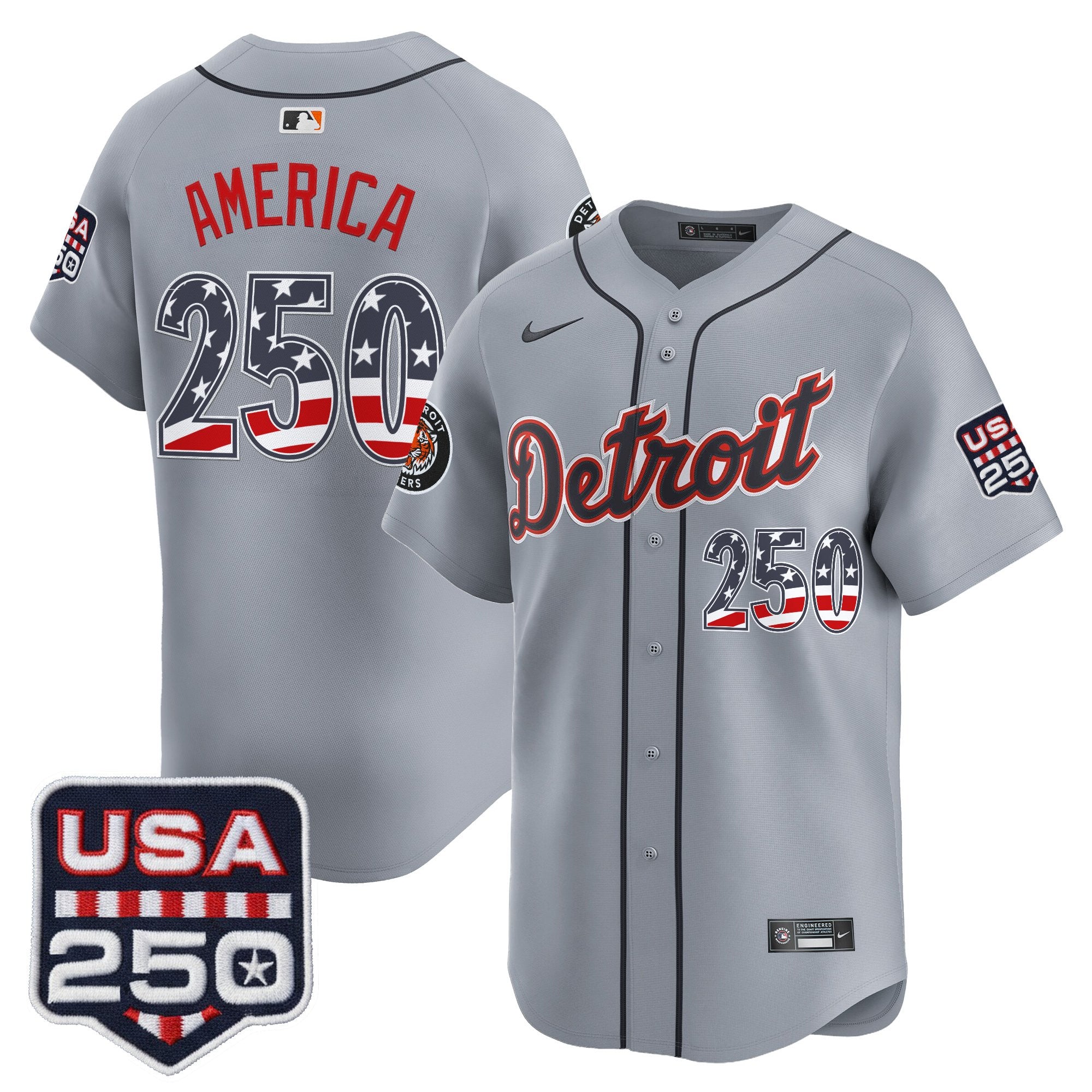 Men's Detroit Tigers USA 250 Fourth of July Vapor Premier Limited Jersey - All Stitched