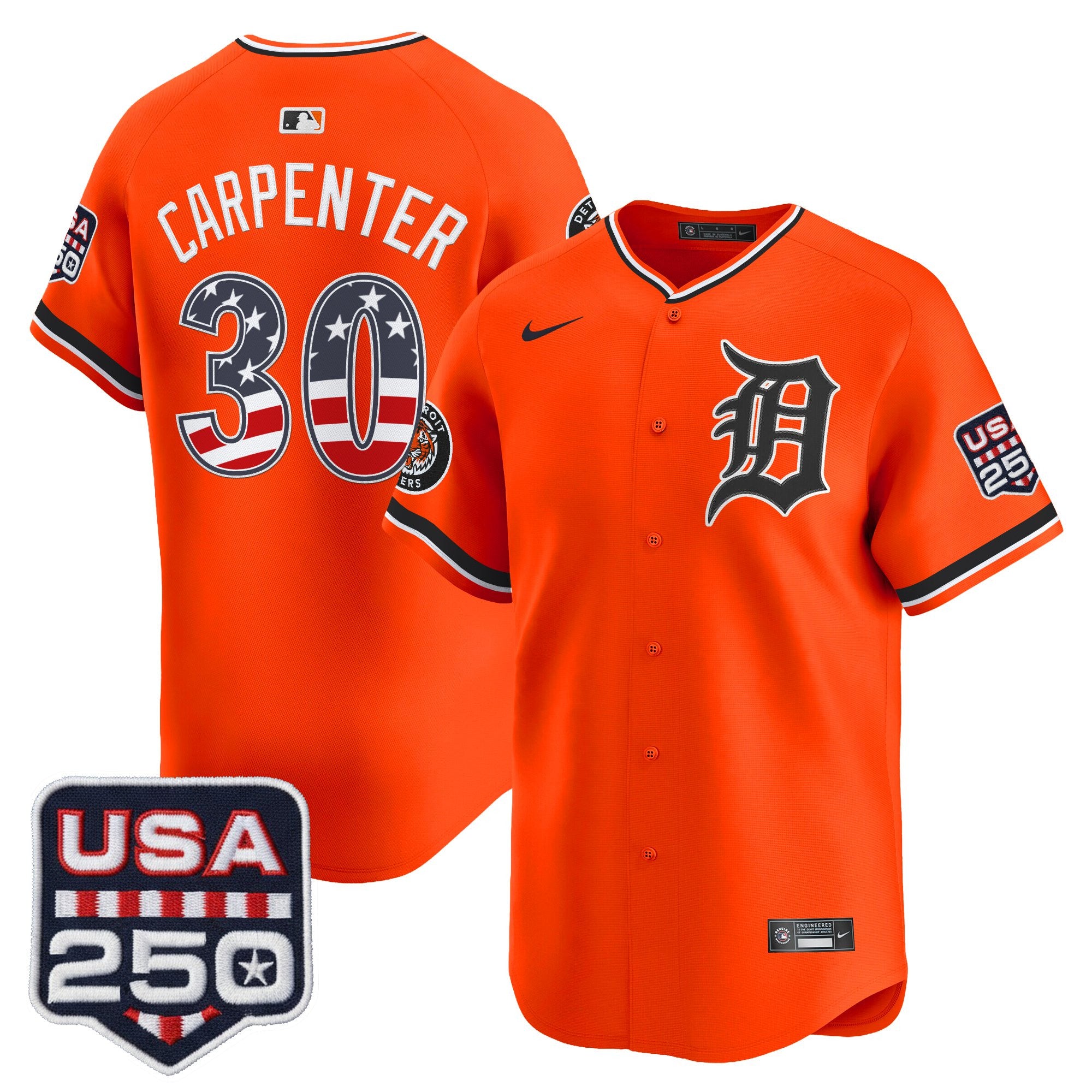 Men's Detroit Tigers USA 250 Fourth of July Vapor Premier Limited Jersey - All Stitched