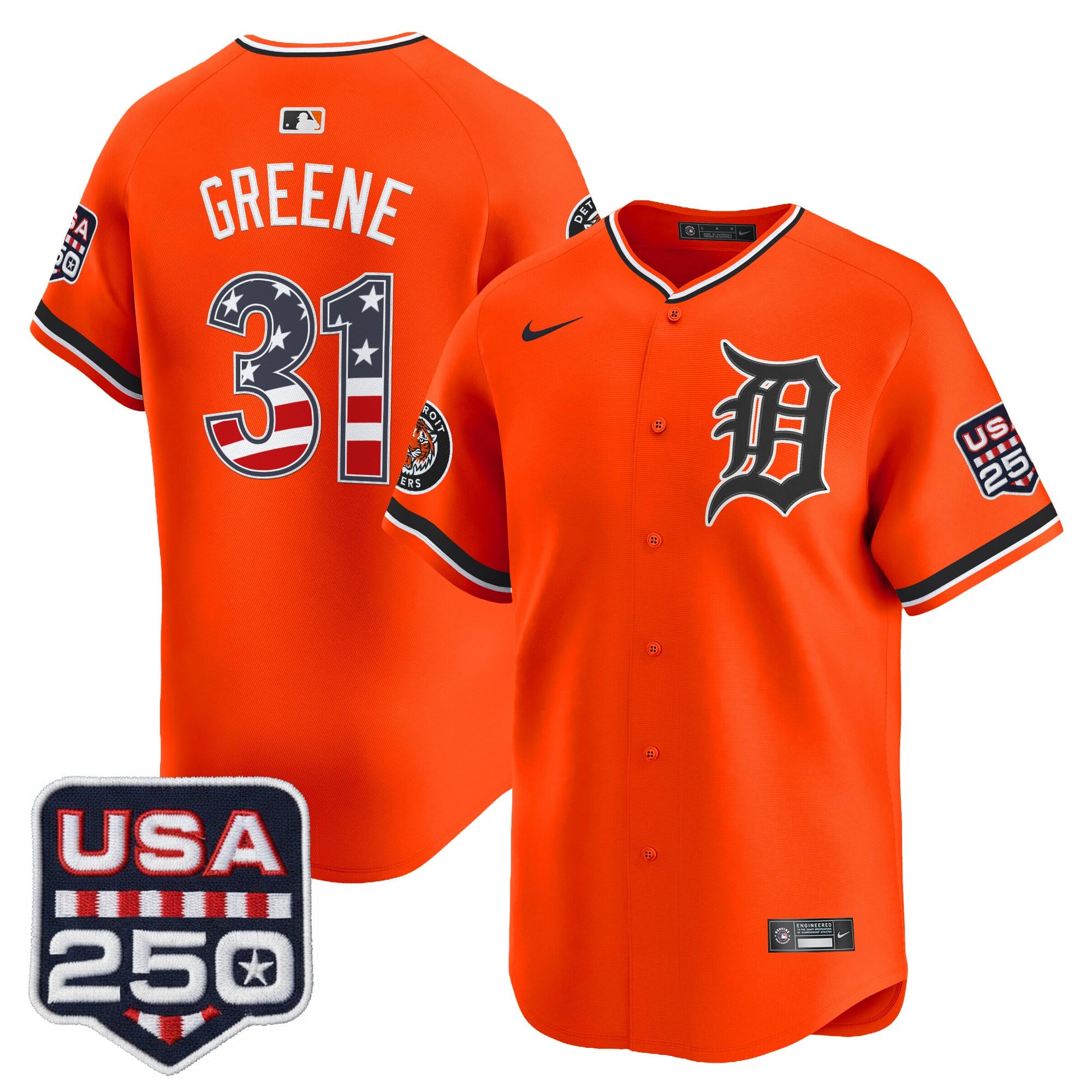 Men's Detroit Tigers USA 250 Fourth of July Vapor Premier Limited Jersey - All Stitched