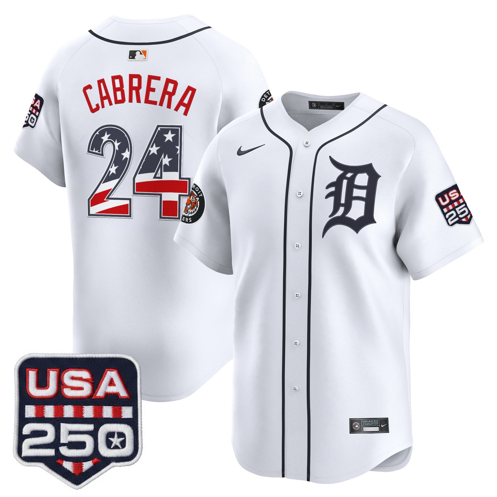 Men's Detroit Tigers USA 250 Fourth of July Vapor Premier Limited Jersey - All Stitched