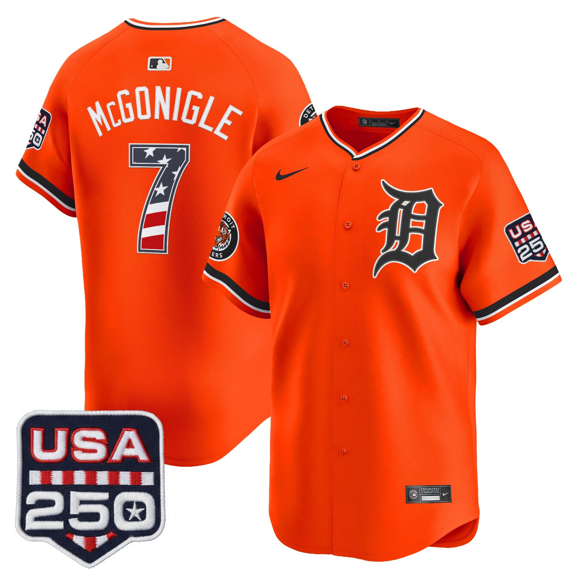 Men's Detroit Tigers USA 250 Fourth of July Vapor Premier Limited Jersey - All Stitched