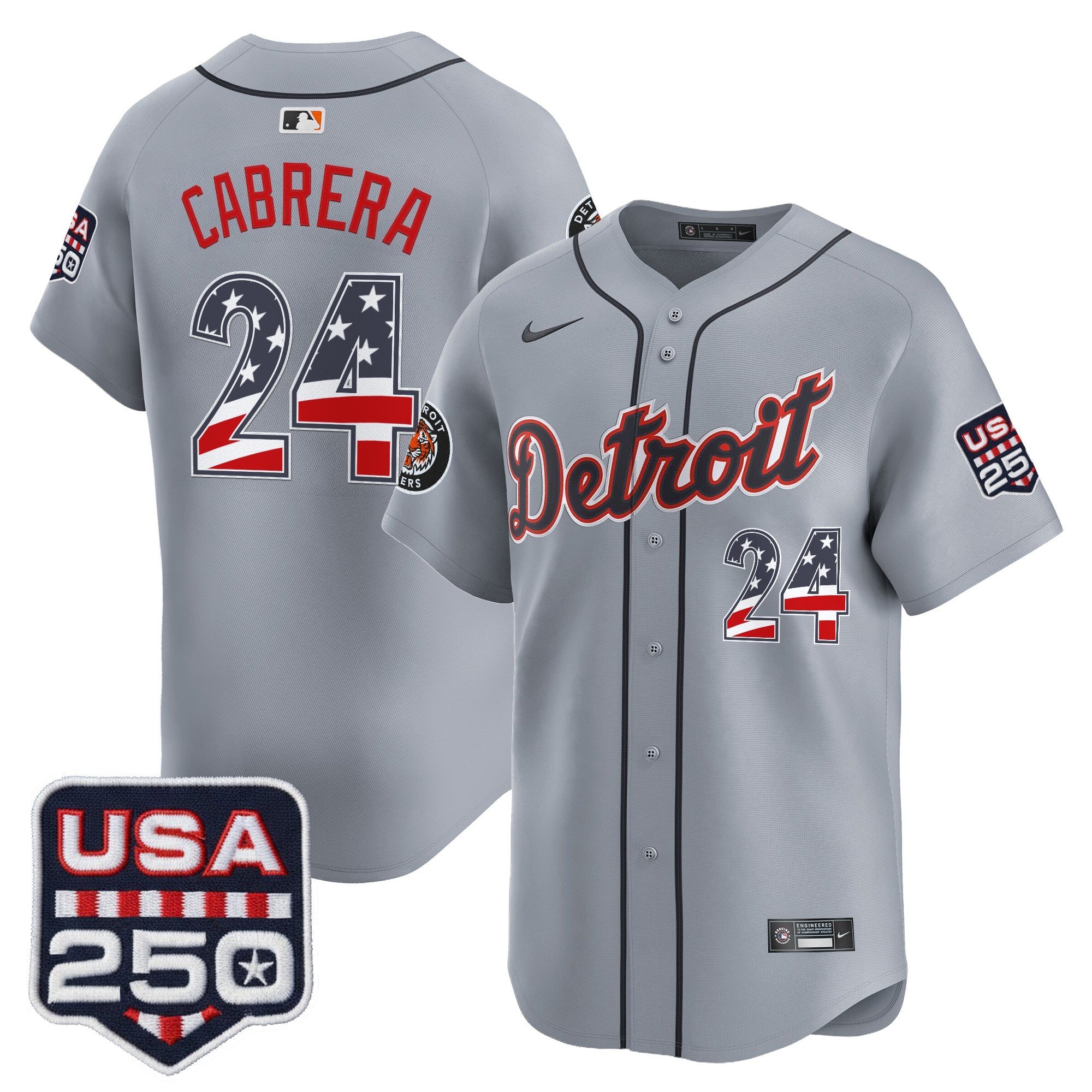 Men's Detroit Tigers USA 250 Fourth of July Vapor Premier Limited Jersey - All Stitched