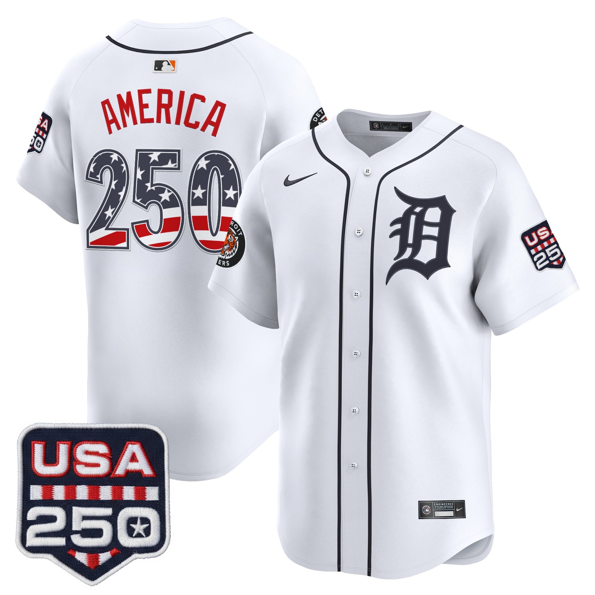 Men's Detroit Tigers USA 250 Fourth of July Vapor Premier Limited Jersey - All Stitched