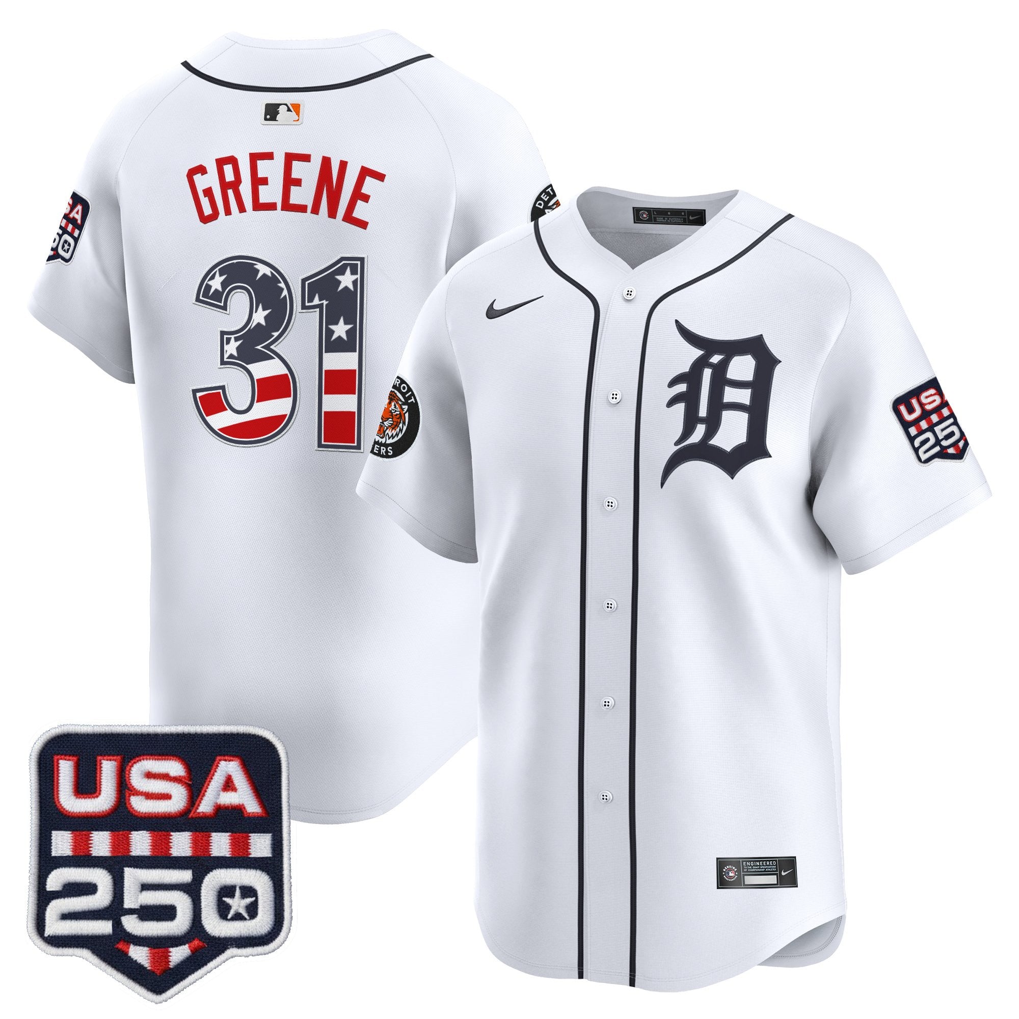 Men's Detroit Tigers USA 250 Fourth of July Vapor Premier Limited Jersey - All Stitched