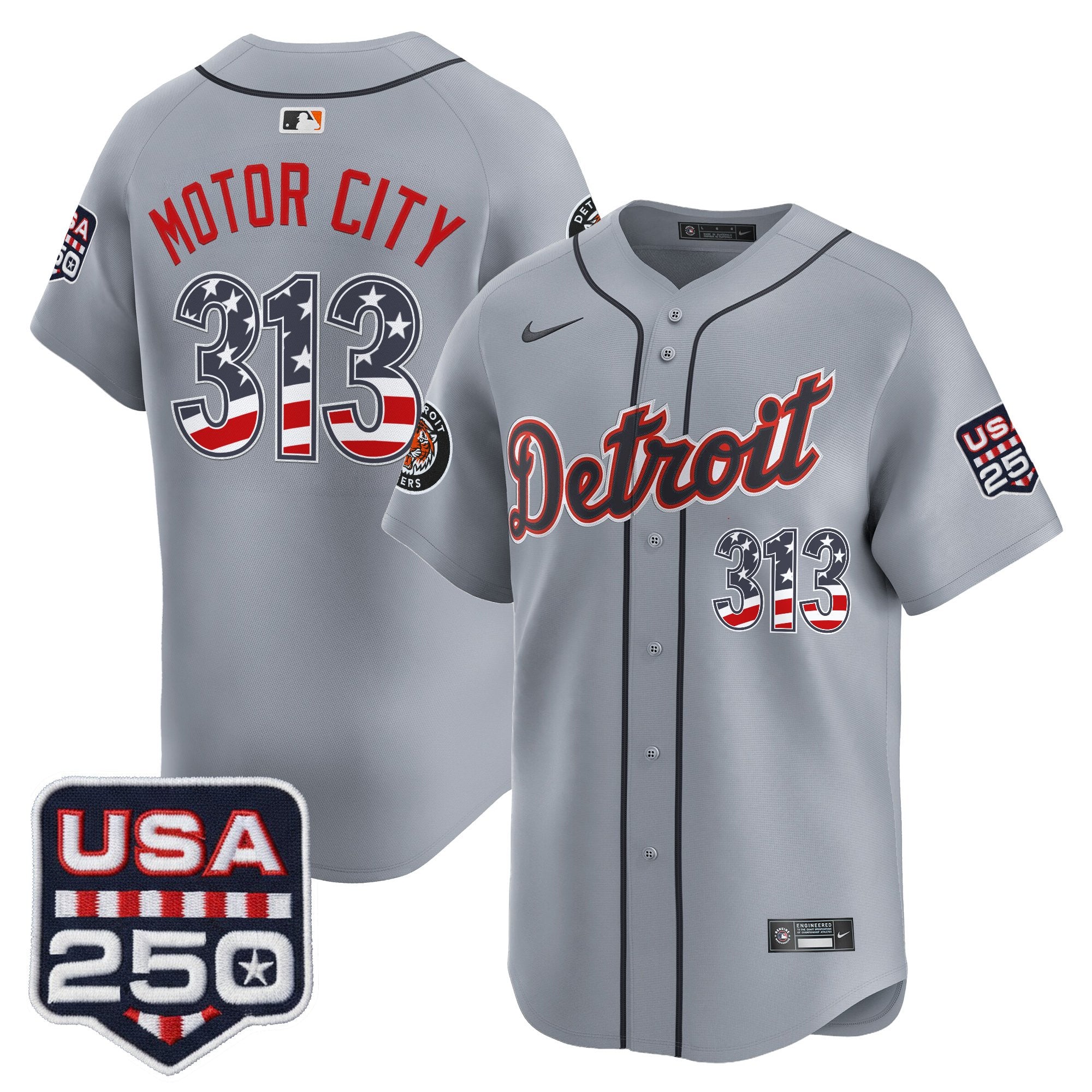 Men's Detroit Tigers USA 250 Fourth of July Vapor Premier Limited Jersey - All Stitched
