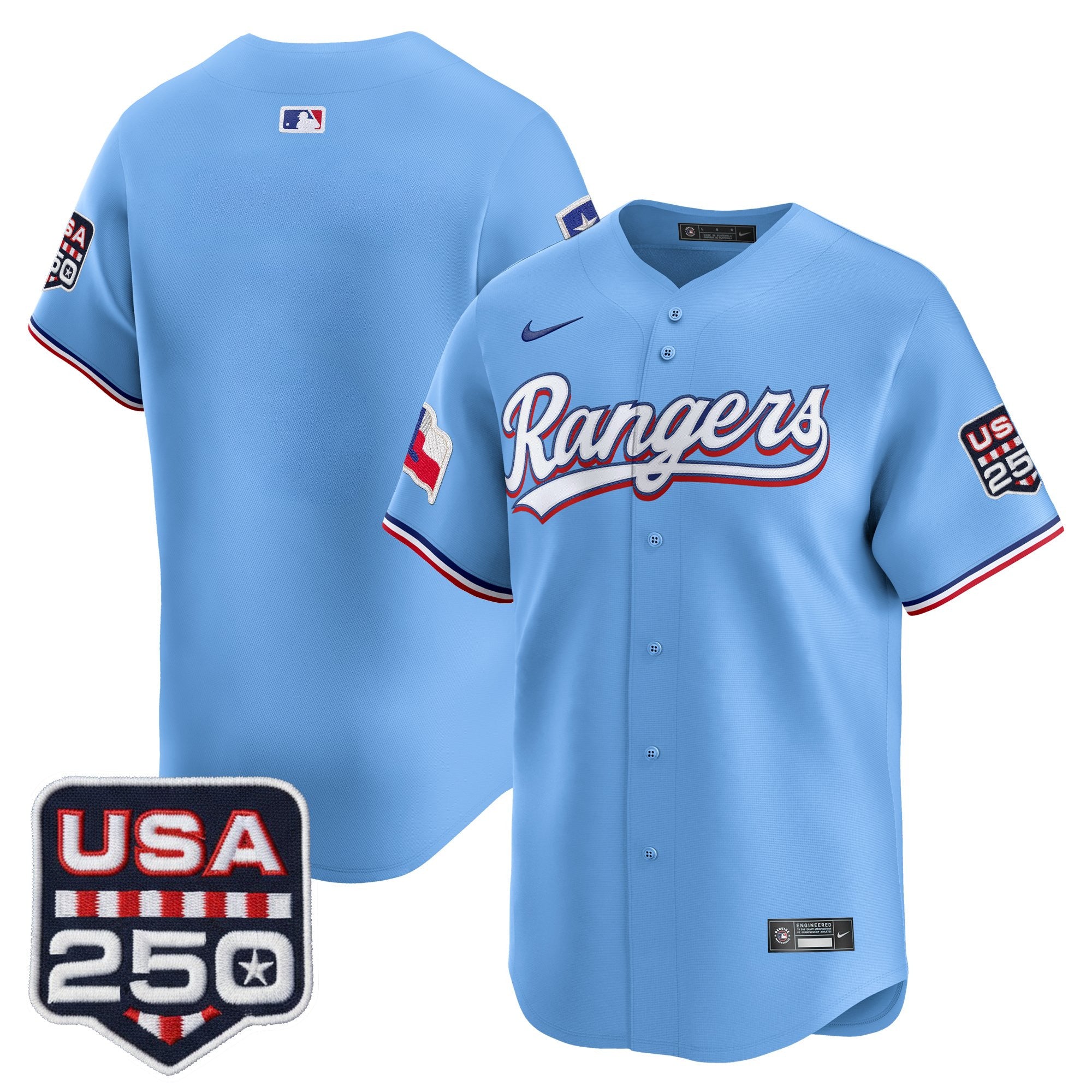 Men's Texas Rangers USA 250 Fourth of July Vapor Premier Limited Jersey - All Stitched