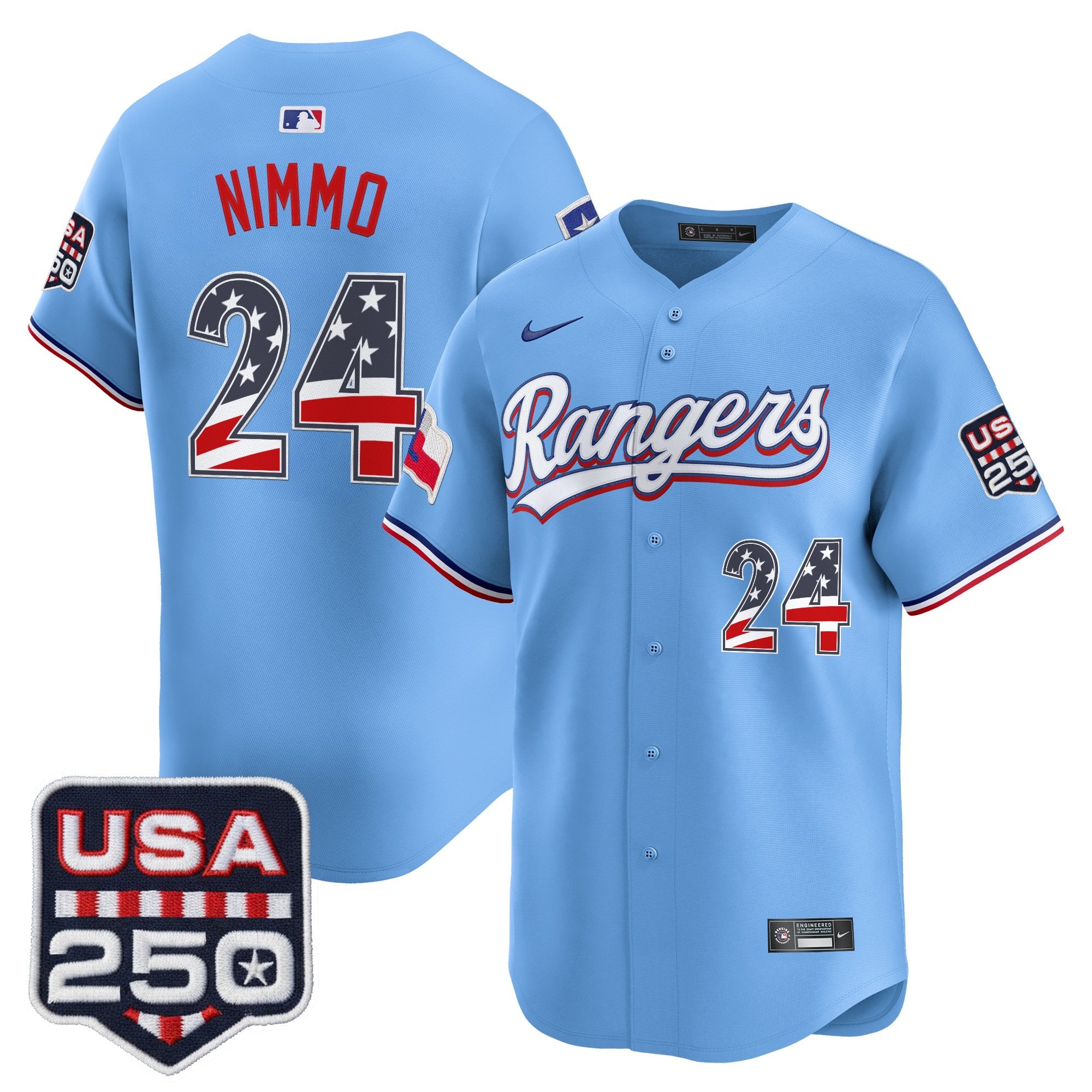 Men's Texas Rangers USA 250 Fourth of July Vapor Premier Limited Jersey - All Stitched