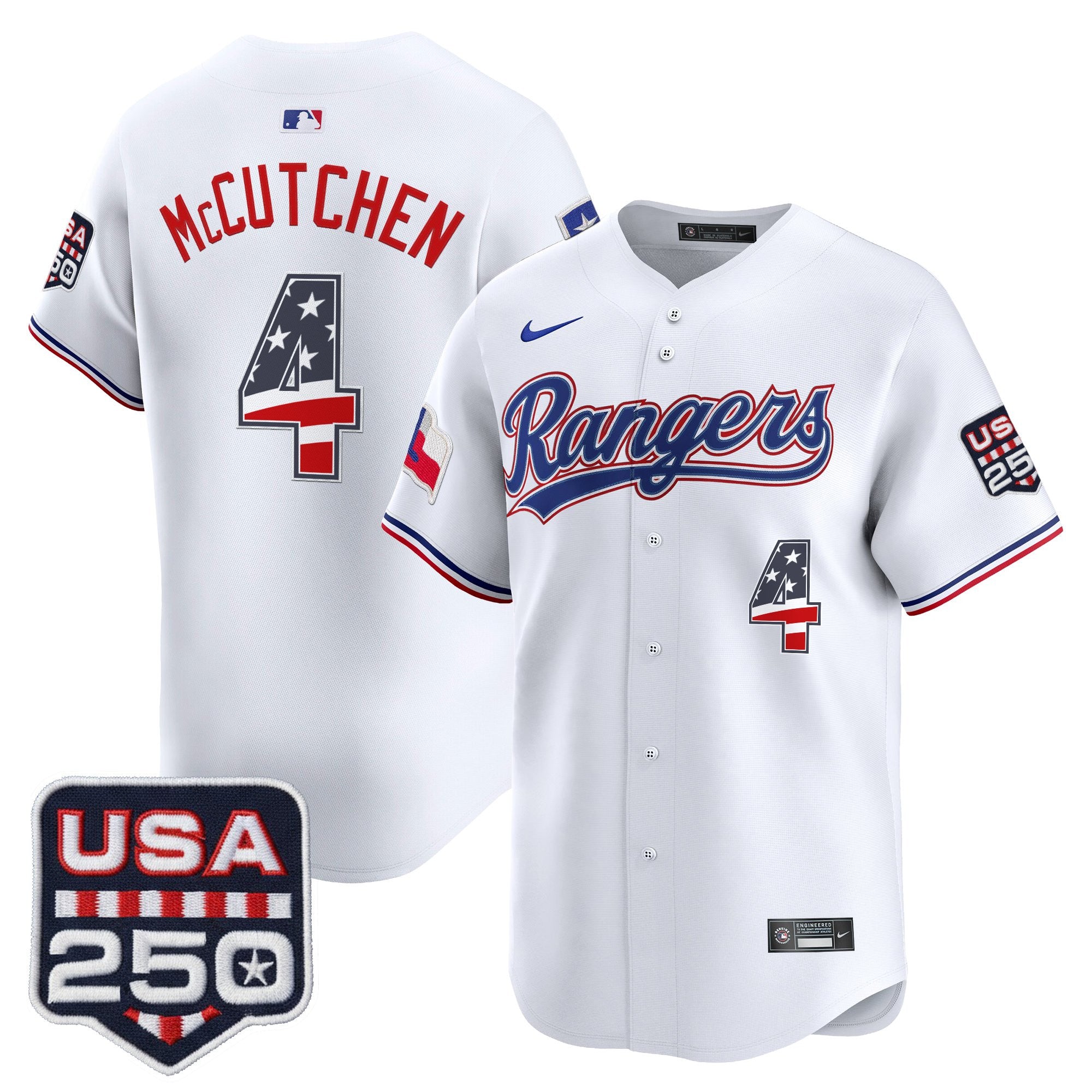 Men's Texas Rangers USA 250 Fourth of July Vapor Premier Limited Jersey - All Stitched
