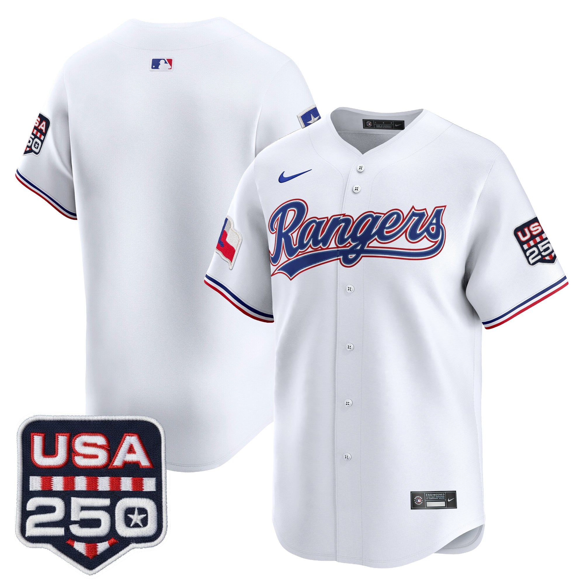Men's Texas Rangers USA 250 Fourth of July Vapor Premier Limited Jersey - All Stitched