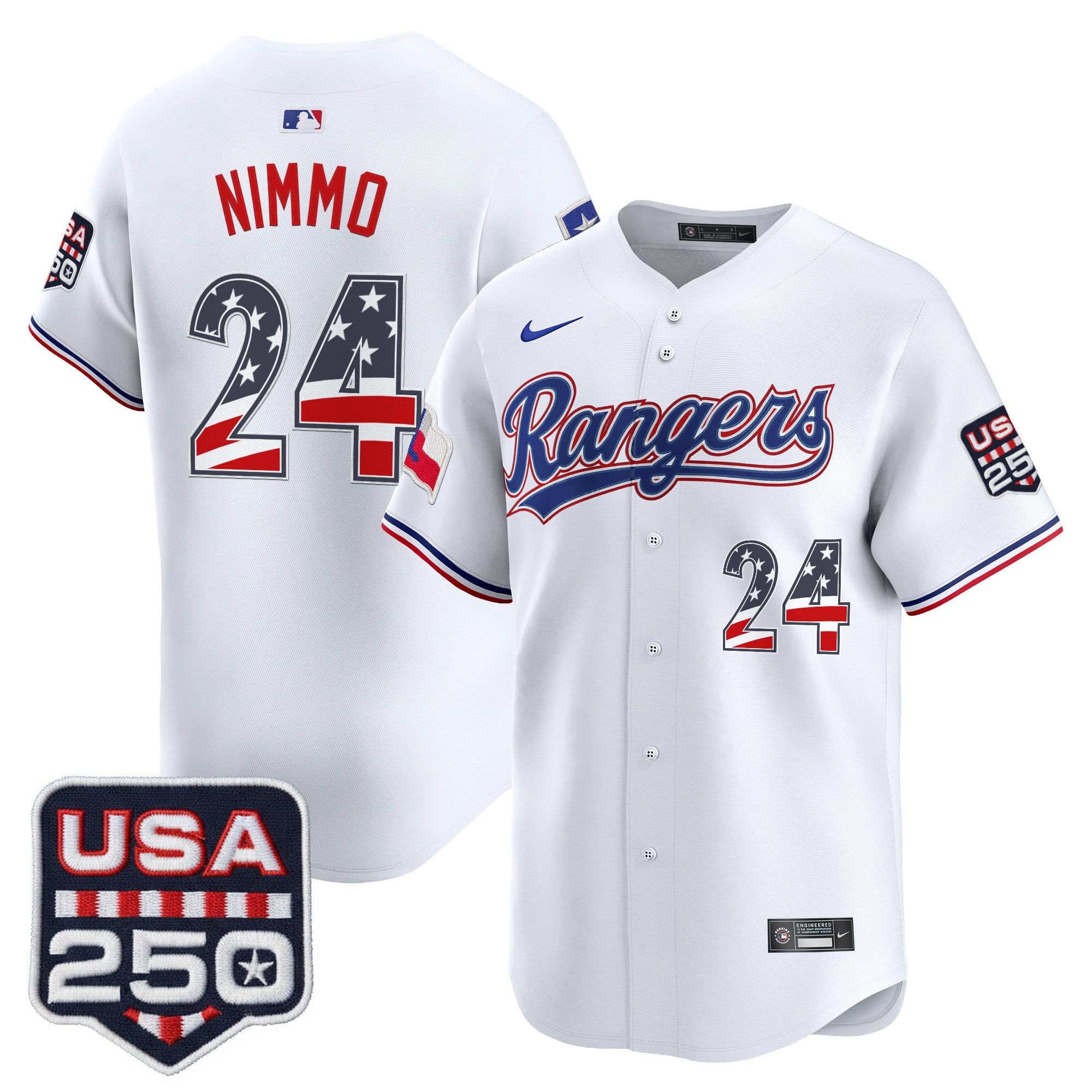 Men's Texas Rangers USA 250 Fourth of July Vapor Premier Limited Jersey - All Stitched