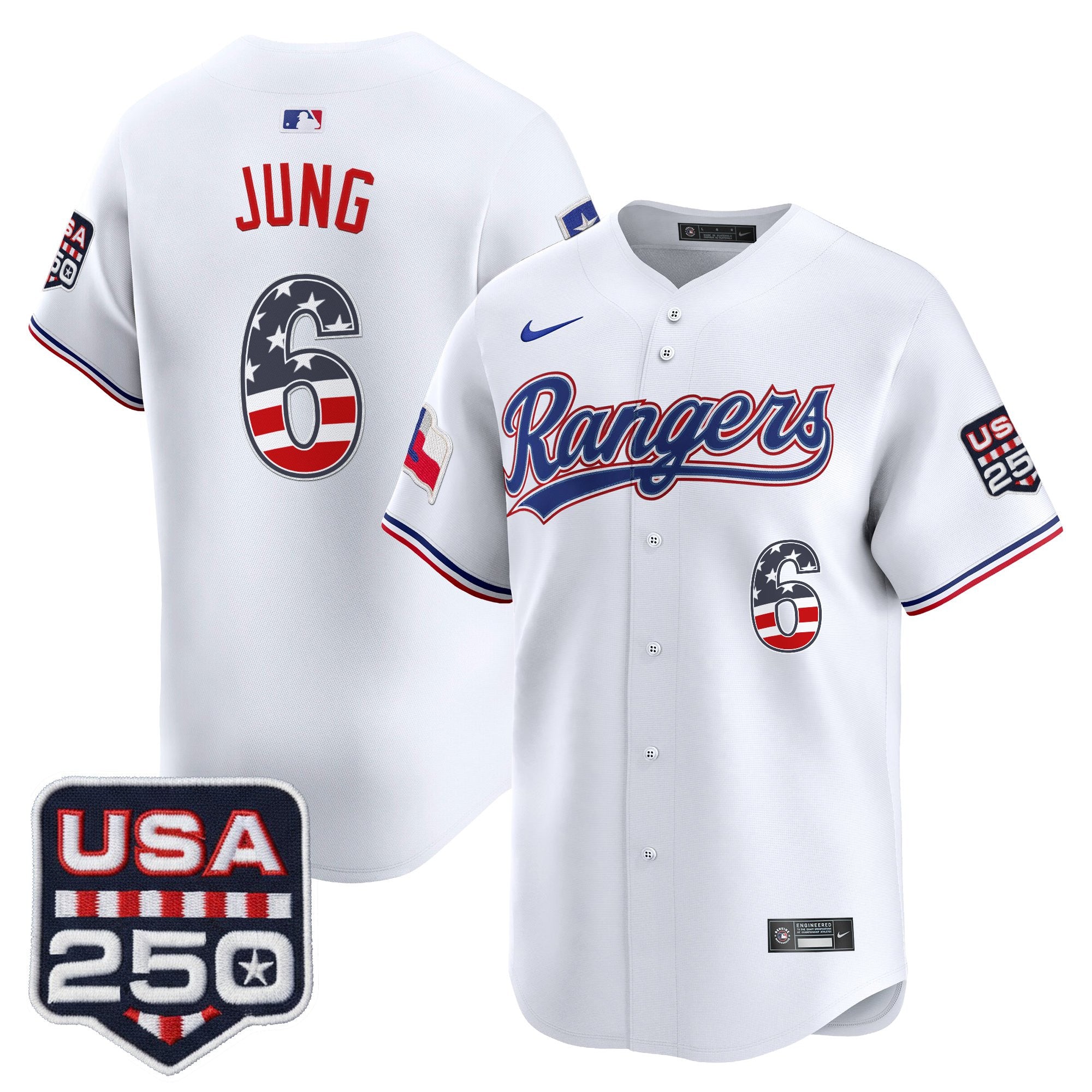 Men's Texas Rangers USA 250 Fourth of July Vapor Premier Limited Jersey - All Stitched