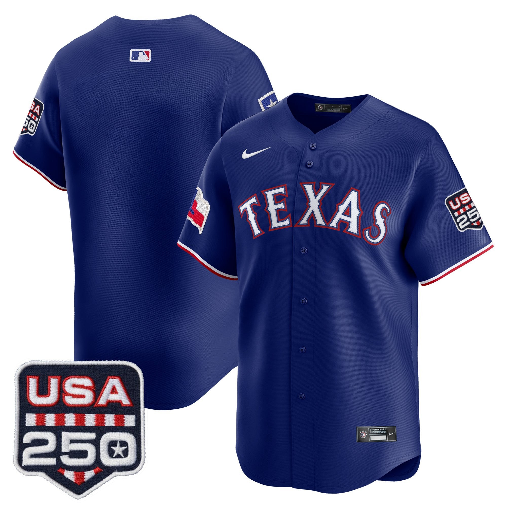 Men's Texas Rangers USA 250 Fourth of July Vapor Premier Limited Jersey - All Stitched