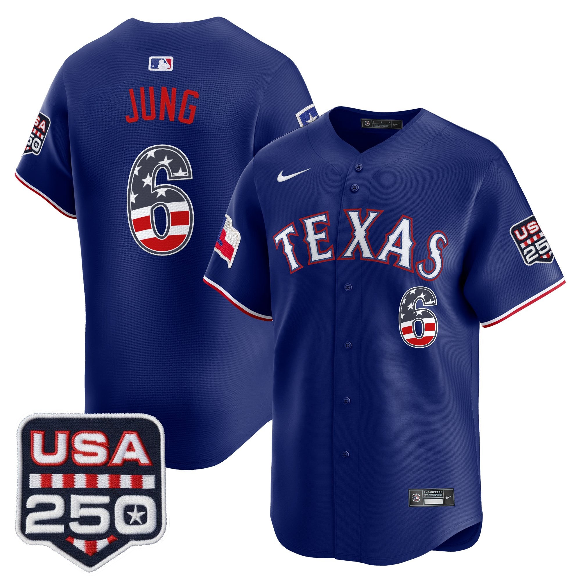 Men's Texas Rangers USA 250 Fourth of July Vapor Premier Limited Jersey - All Stitched