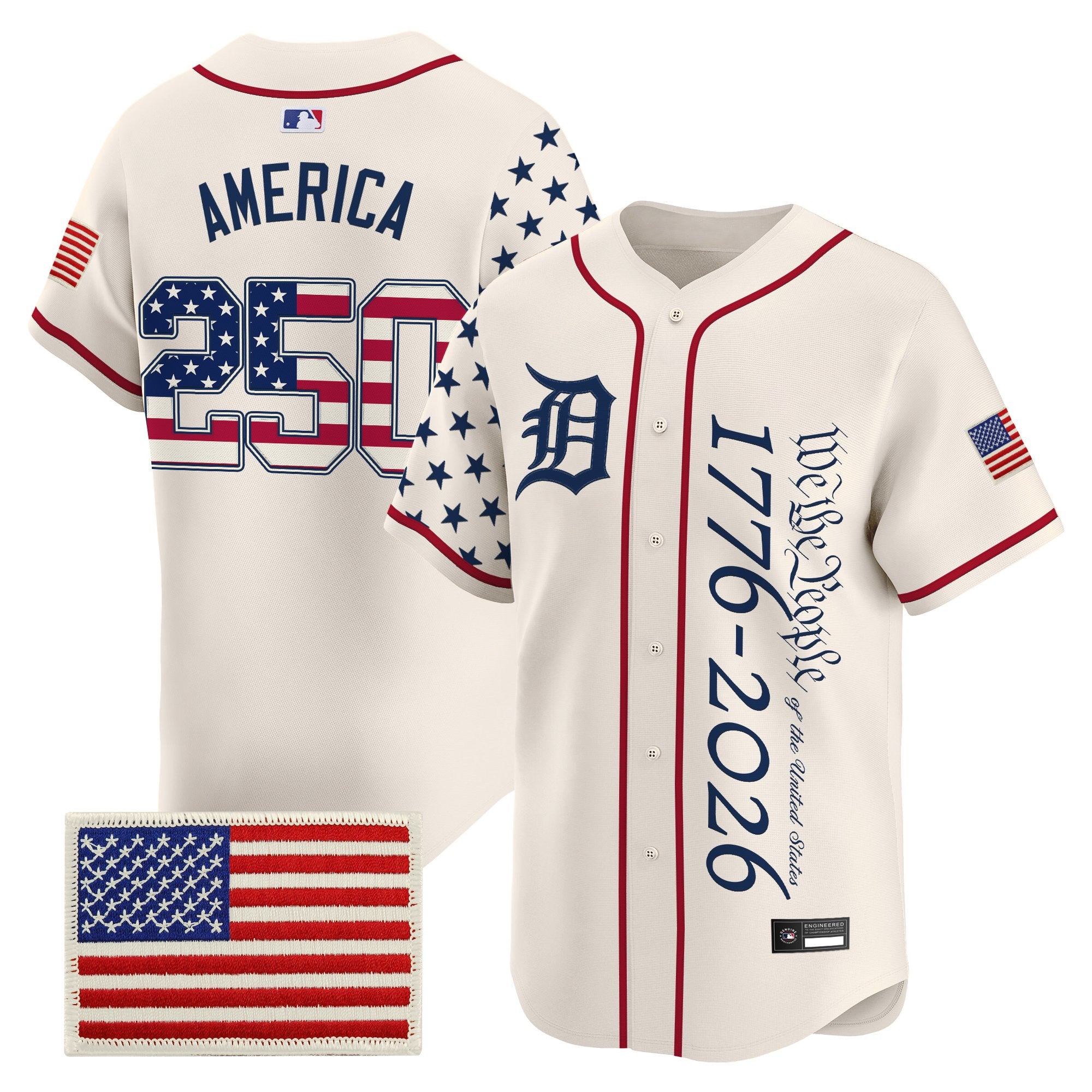 Men's Detroit Tigers "America250 Edition" Vapor Premier Limited Jersey V2 - All Stitched