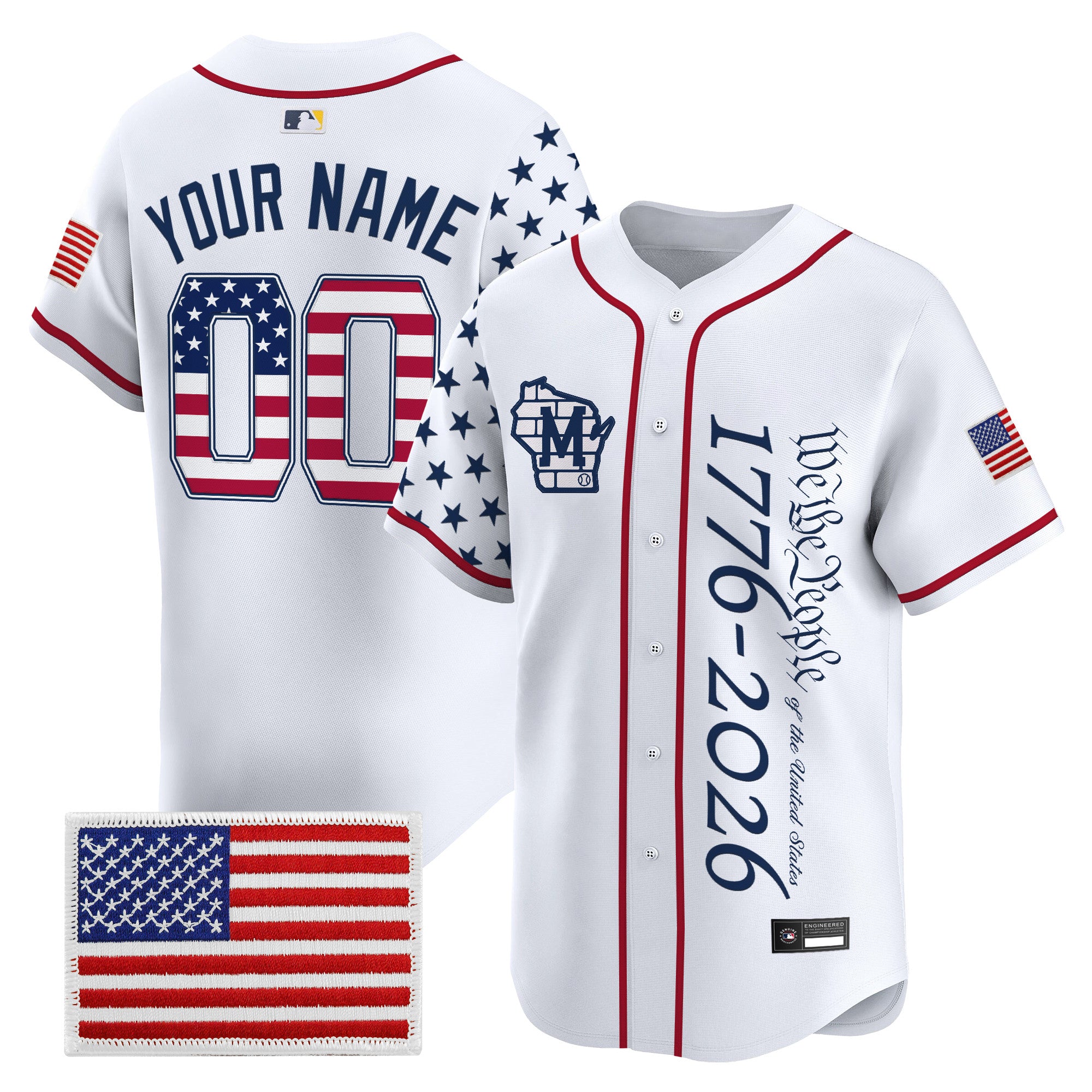 Milwaukee Brewers "America 250 Edition" Vapor Premier Limited Custom Jersey V2 - All Stitched