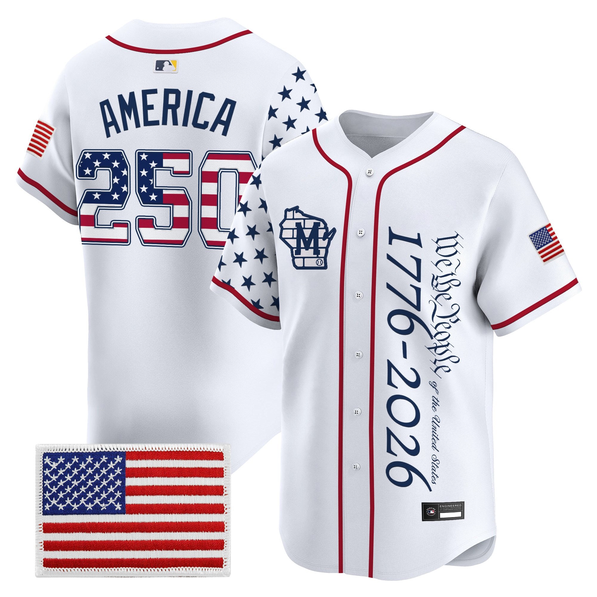Men's Milwaukee Brewers "America 250 Edition" Vapor Premier Limited Jersey V2 - All Stitched
