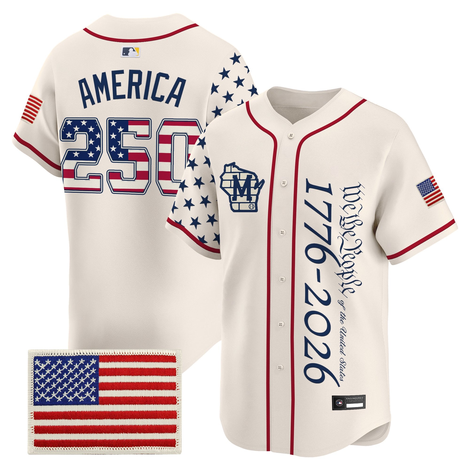 Men's Milwaukee Brewers "America 250 Edition" Vapor Premier Limited Jersey V2 - All Stitched