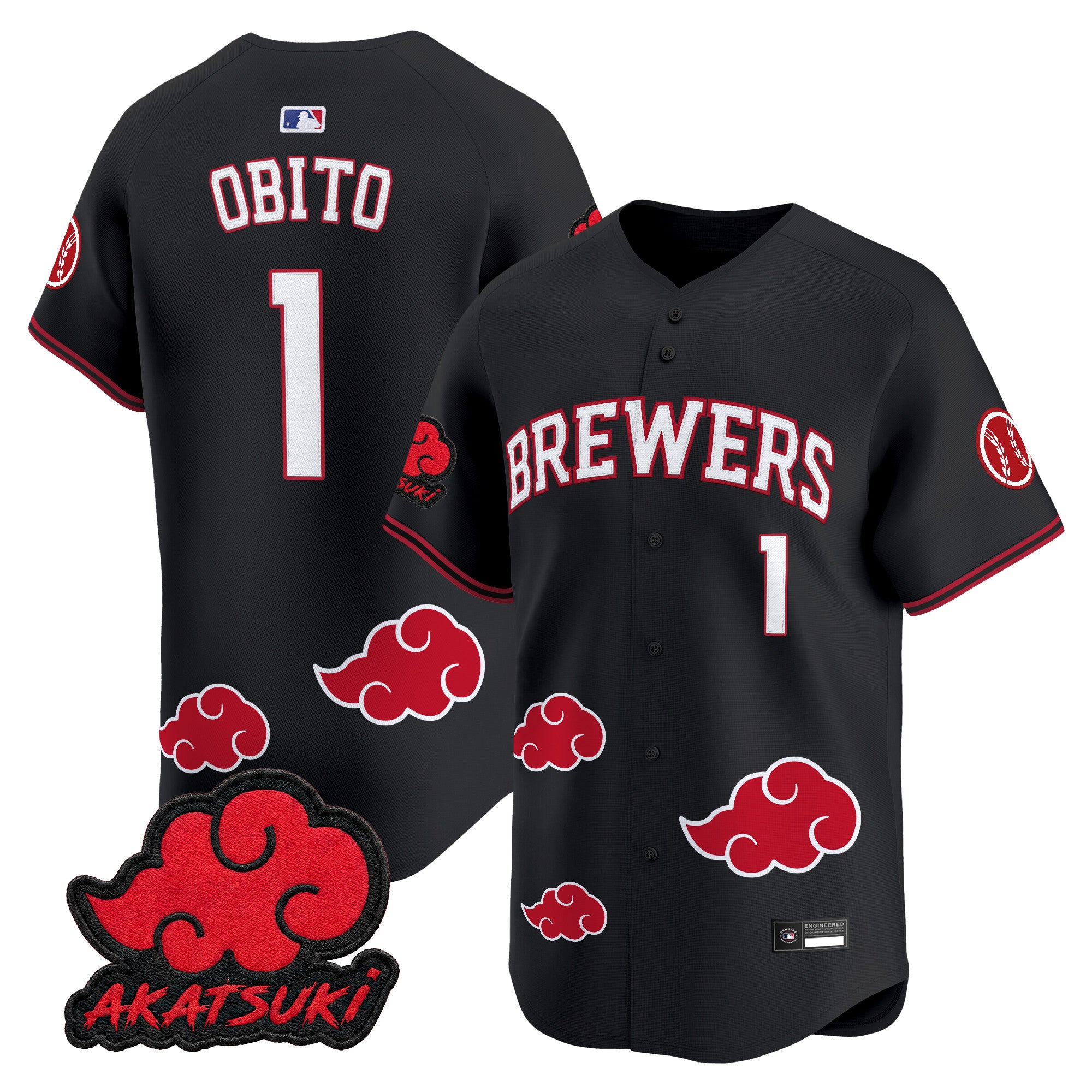 Milwaukee Brewers x Naruto Akatsuki Edition Vapor Premier Limited Jersey - Stitched