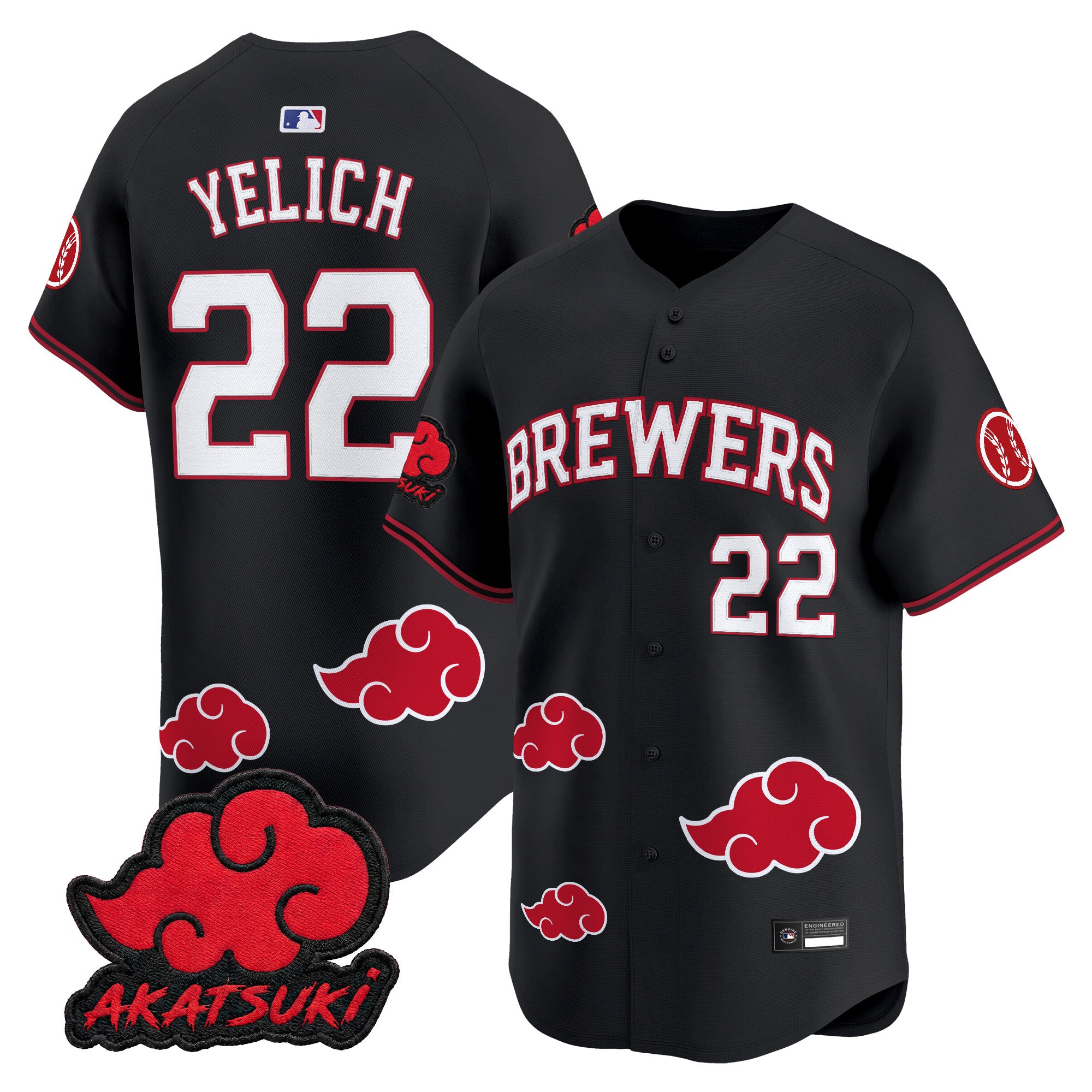 Milwaukee Brewers x Naruto Akatsuki Edition Vapor Premier Limited Jersey - Stitched