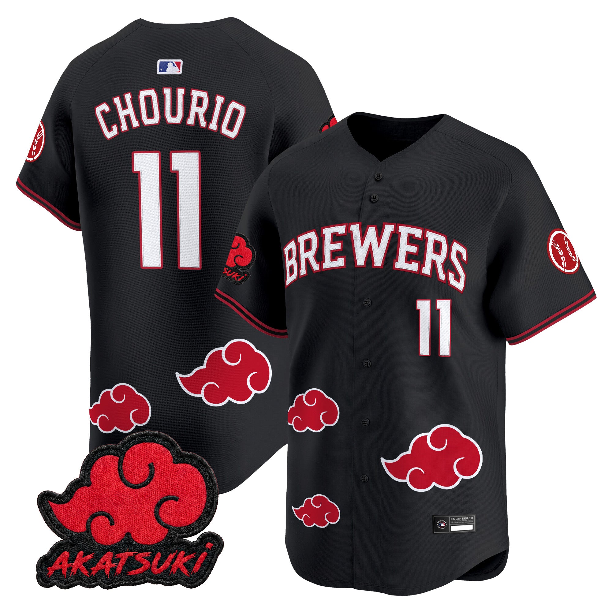 Milwaukee Brewers x Naruto Akatsuki Edition Vapor Premier Limited Jersey - Stitched