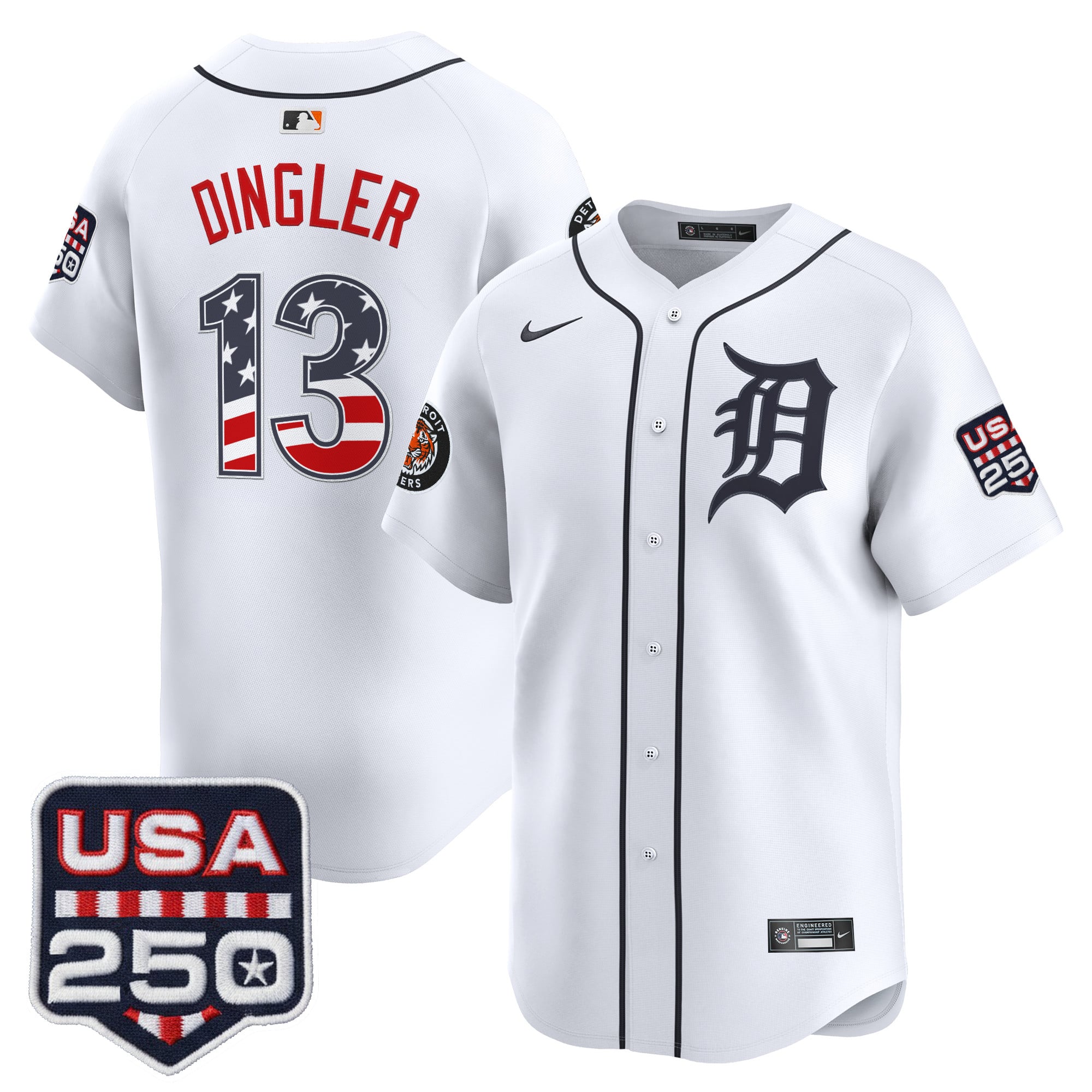 Men's Detroit Tigers USA 250 Fourth of July Vapor Premier Limited Jersey - All Stitched