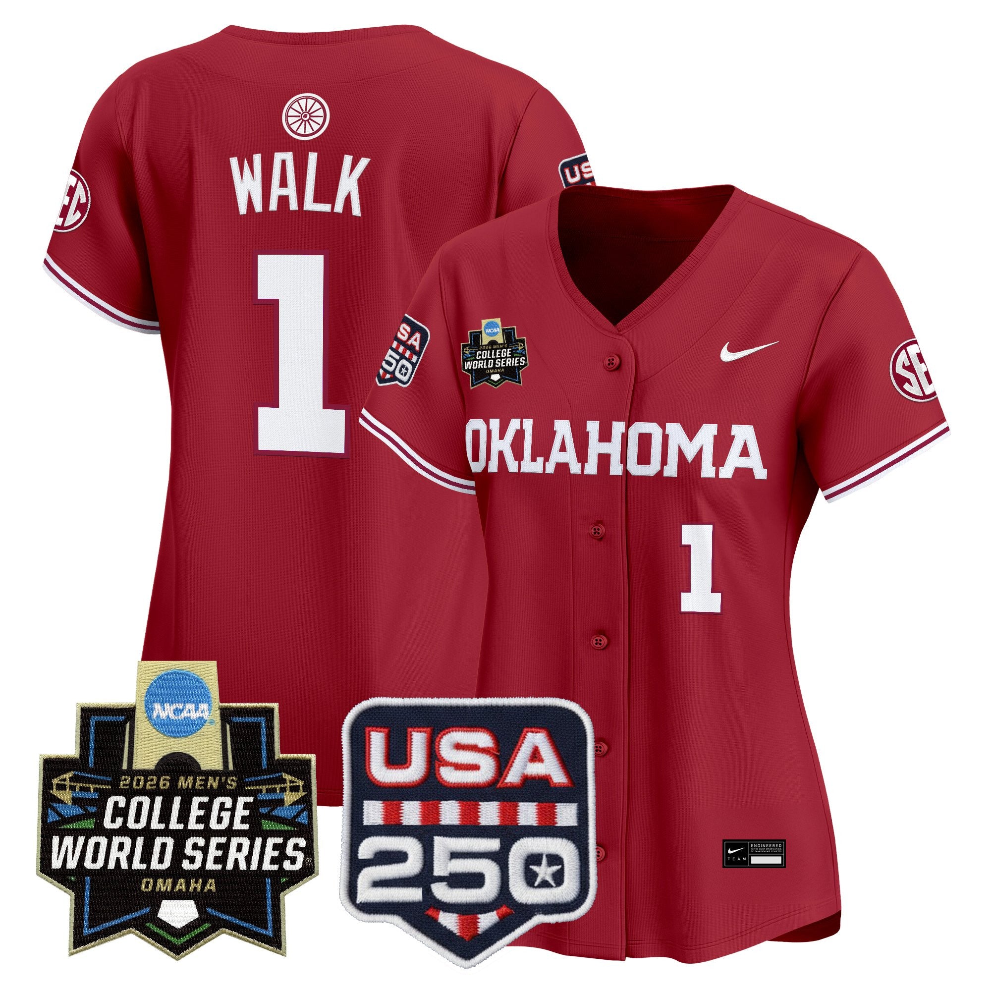 Women's Oklahoma Sooners 2026 World Series Vapor Premier Limited Jersey - 250 America Patch - All Stitched