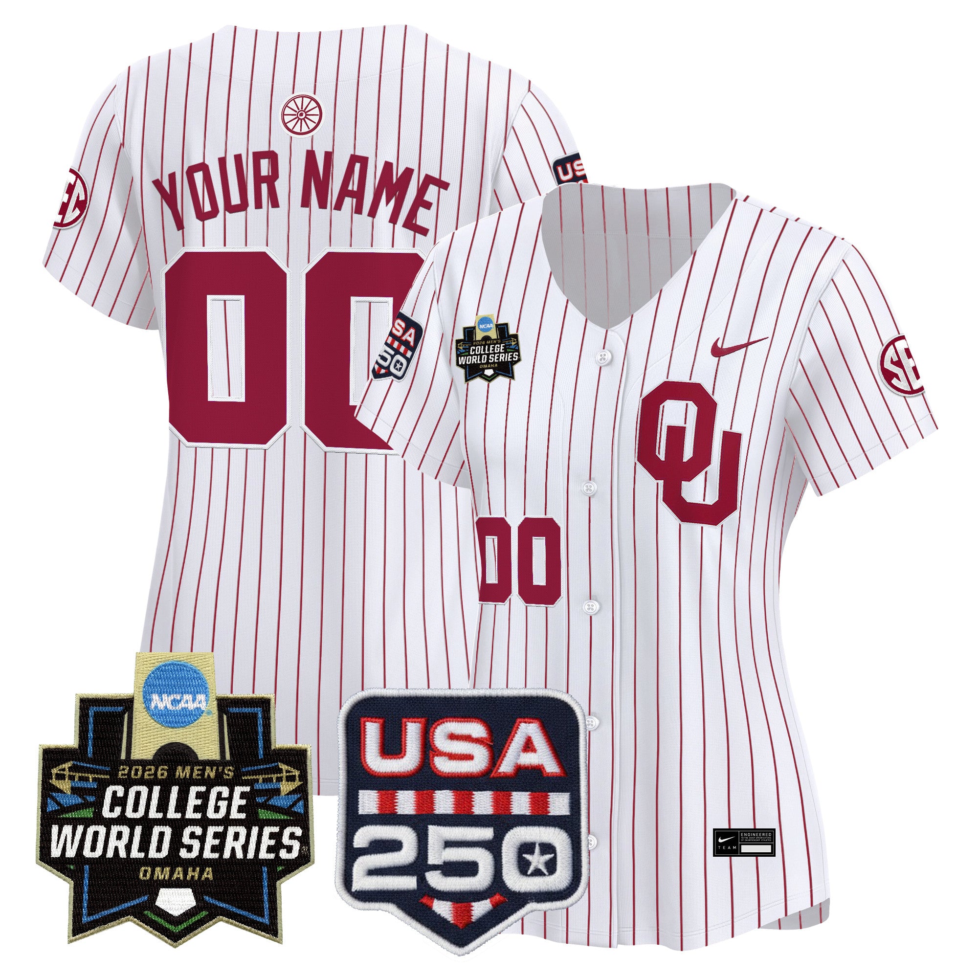 Oklahoma Sooners 2026 World Series Vapor Premier Limited Custom Jersey - 250 America Patch - All Stitched