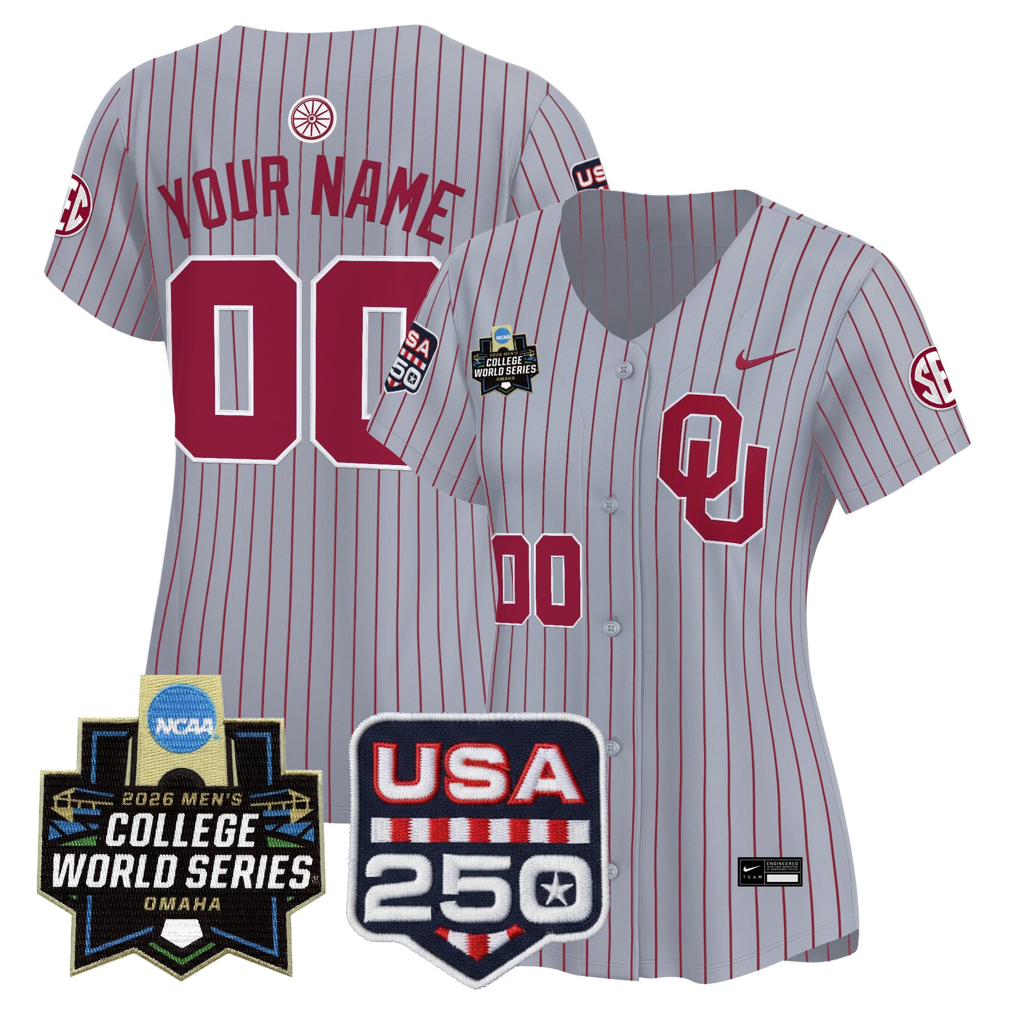 Oklahoma Sooners 2026 World Series Vapor Premier Limited Custom Jersey - 250 America Patch - All Stitched
