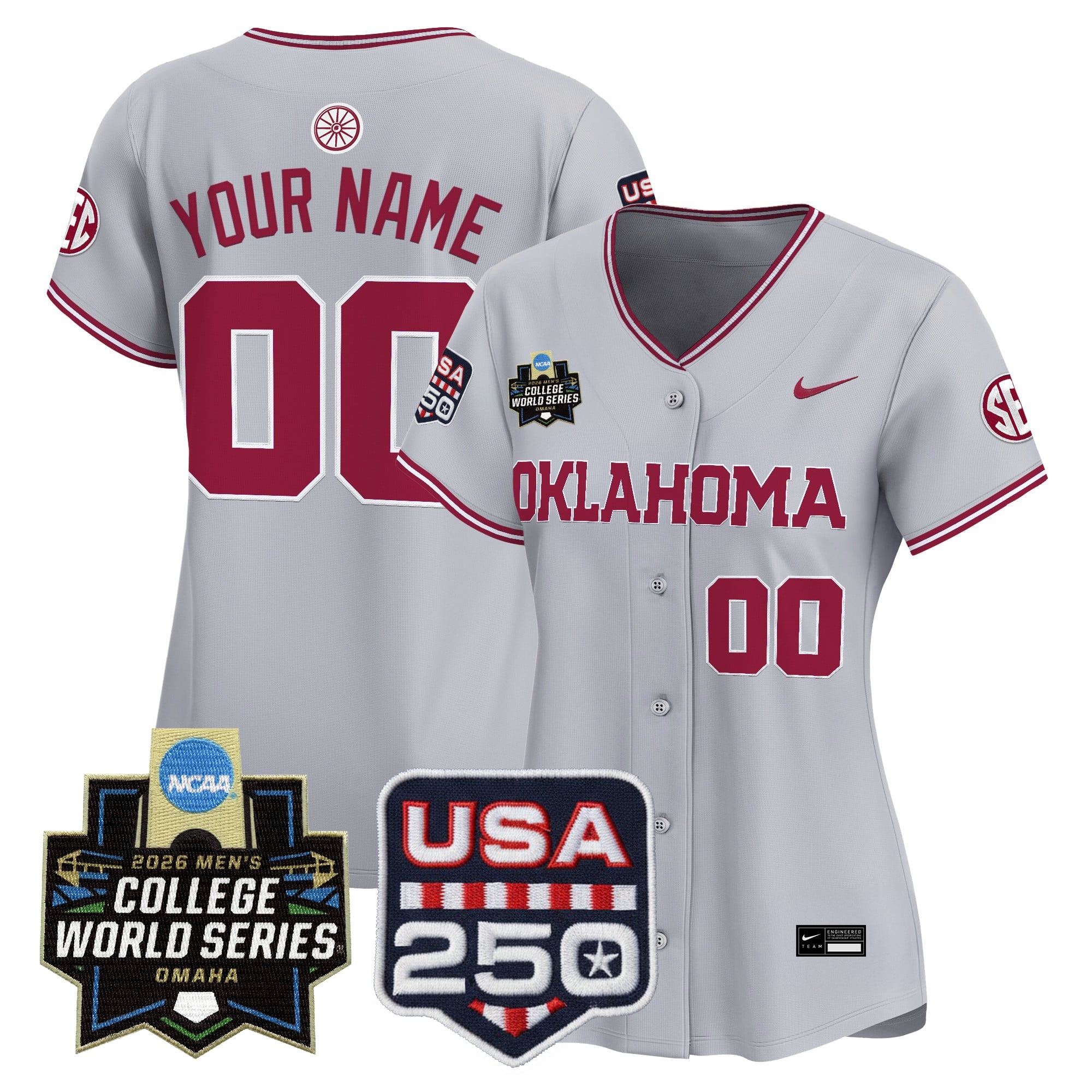 Oklahoma Sooners 2026 World Series Vapor Premier Limited Custom Jersey - 250 America Patch - All Stitched