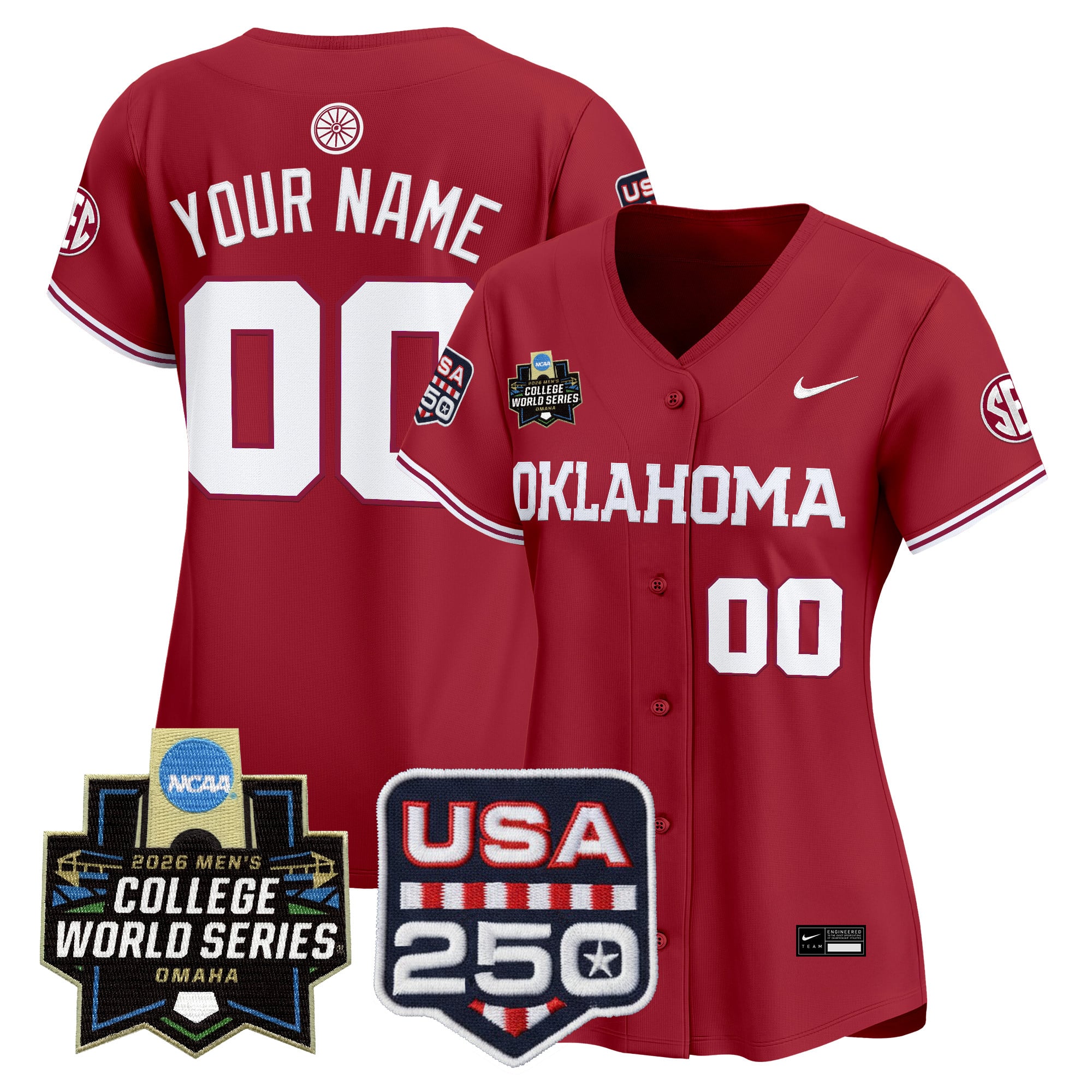 Oklahoma Sooners 2026 World Series Vapor Premier Limited Custom Jersey - 250 America Patch - All Stitched
