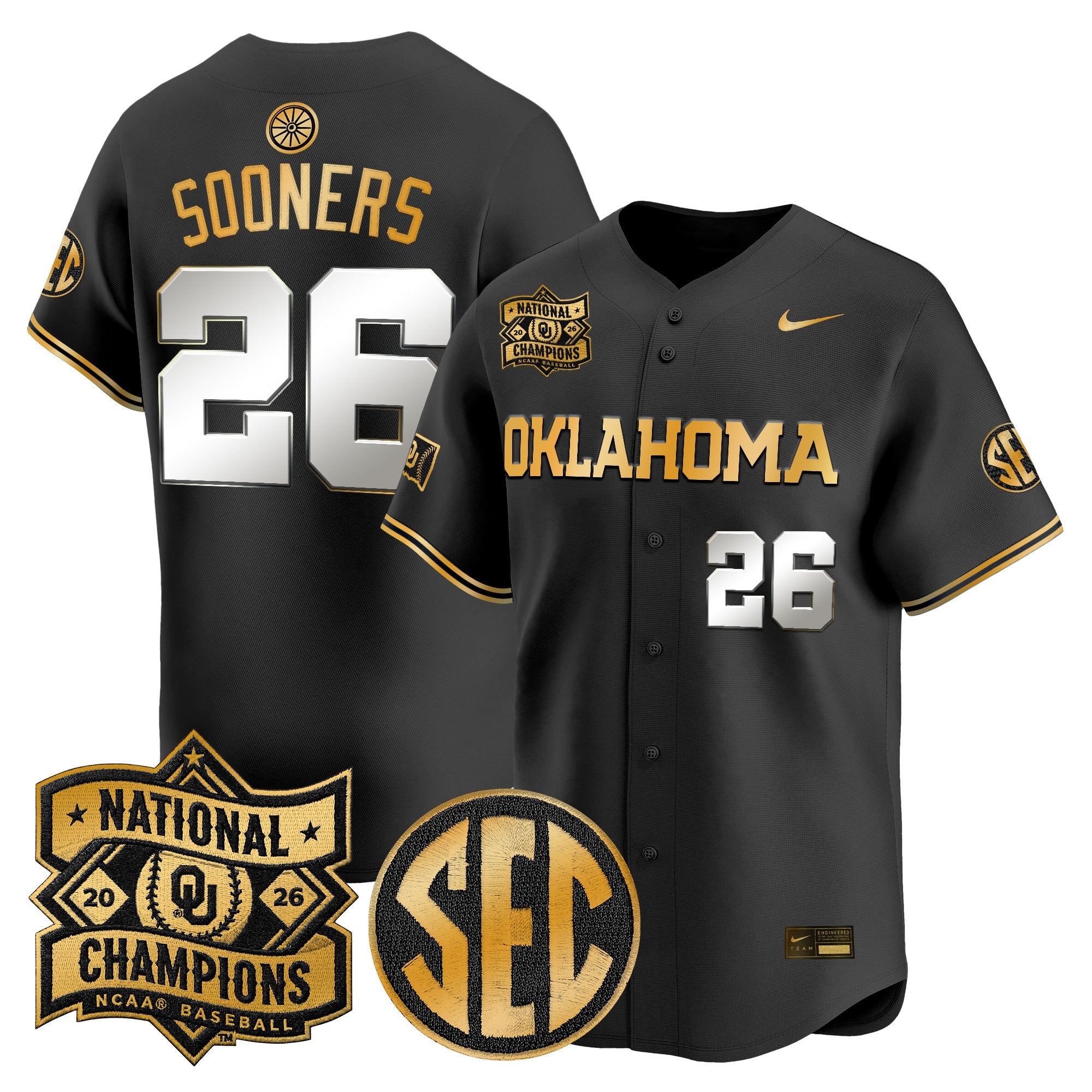 Men's Oklahoma Sooners 2026 National Champions Patch Vapor Premier Limited Jersey V2 - All Stitched